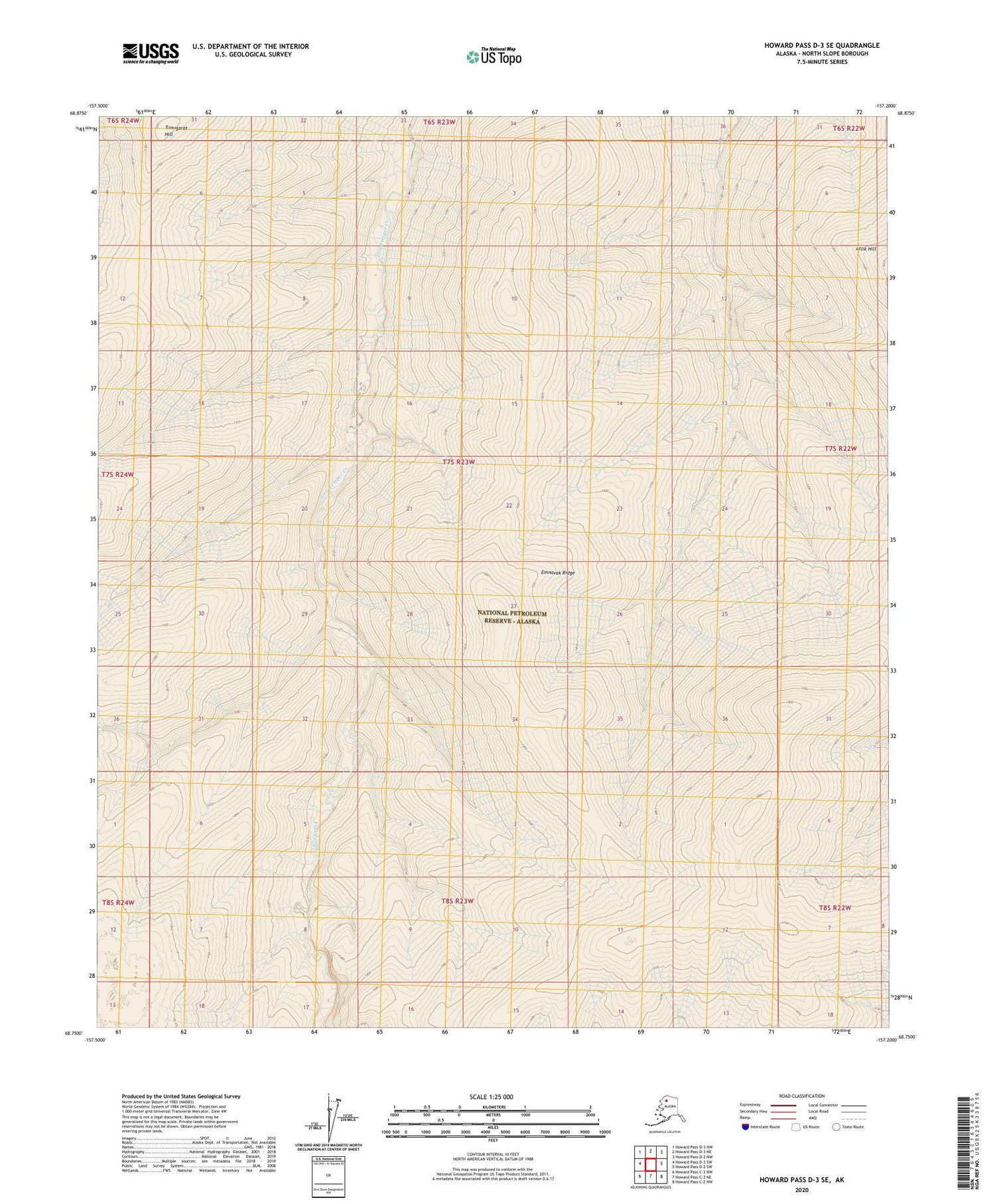 Howard Pass D-3 SE Alaska US Topo Map Image