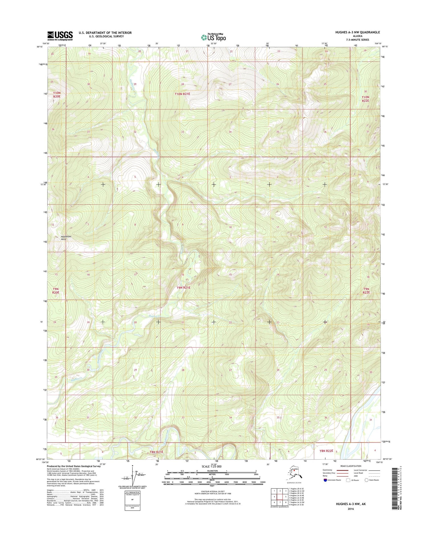 Hughes A-3 NW Alaska US Topo Map Image