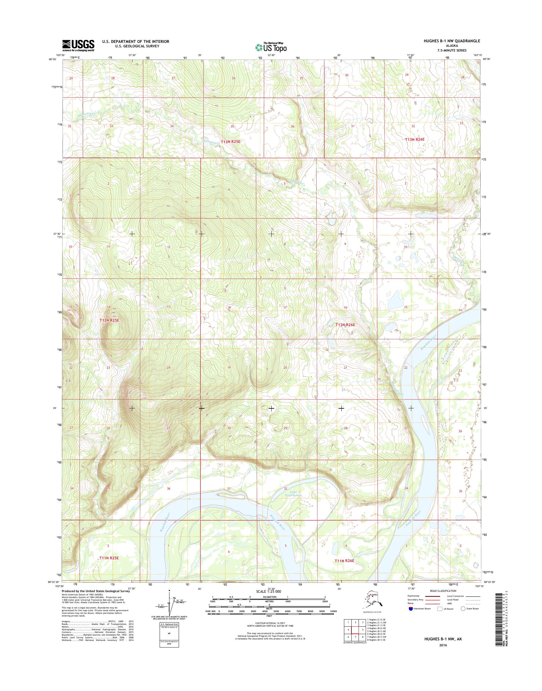 Hughes B-1 NW Alaska US Topo Map – MyTopo Map Store
