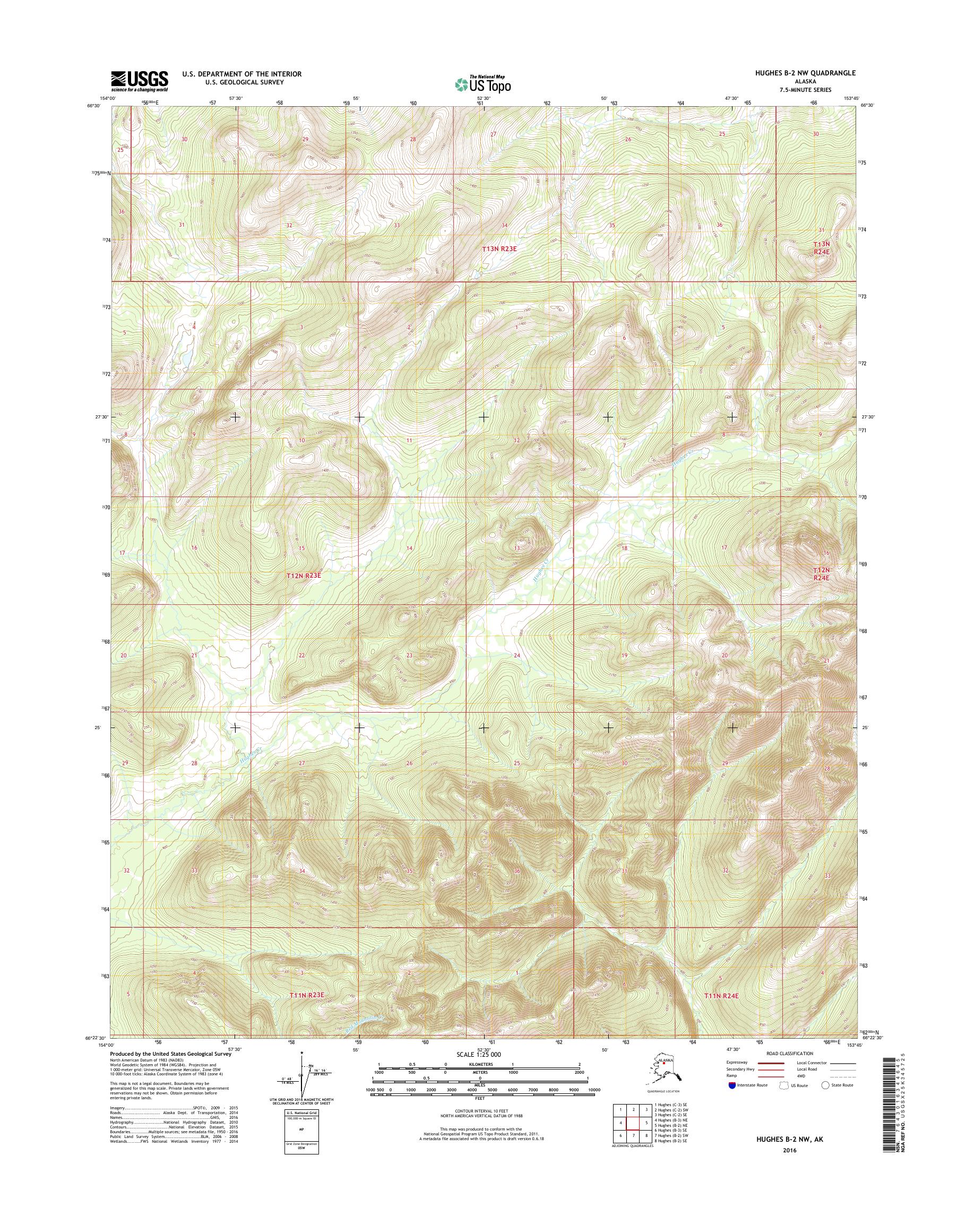 Hughes B-2 NW Alaska US Topo Map – MyTopo Map Store
