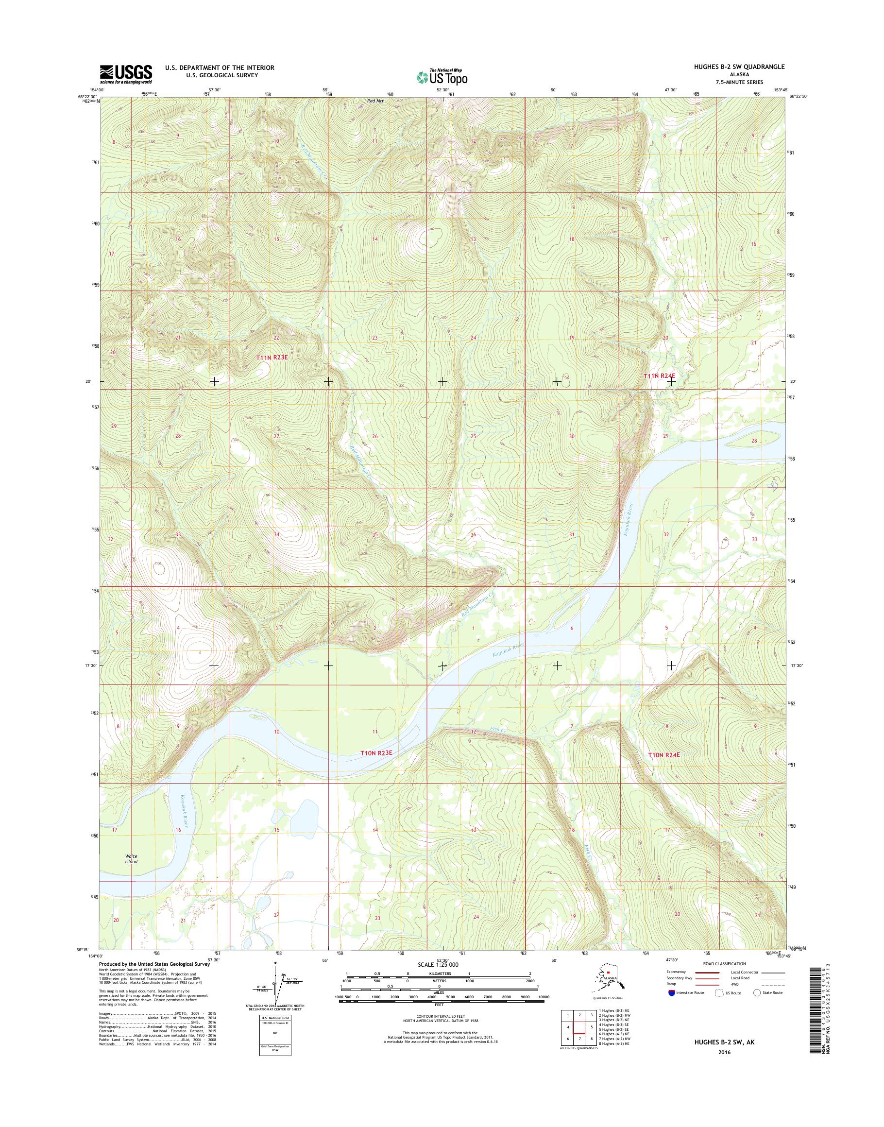Hughes B-2 SW Alaska US Topo Map – MyTopo Map Store