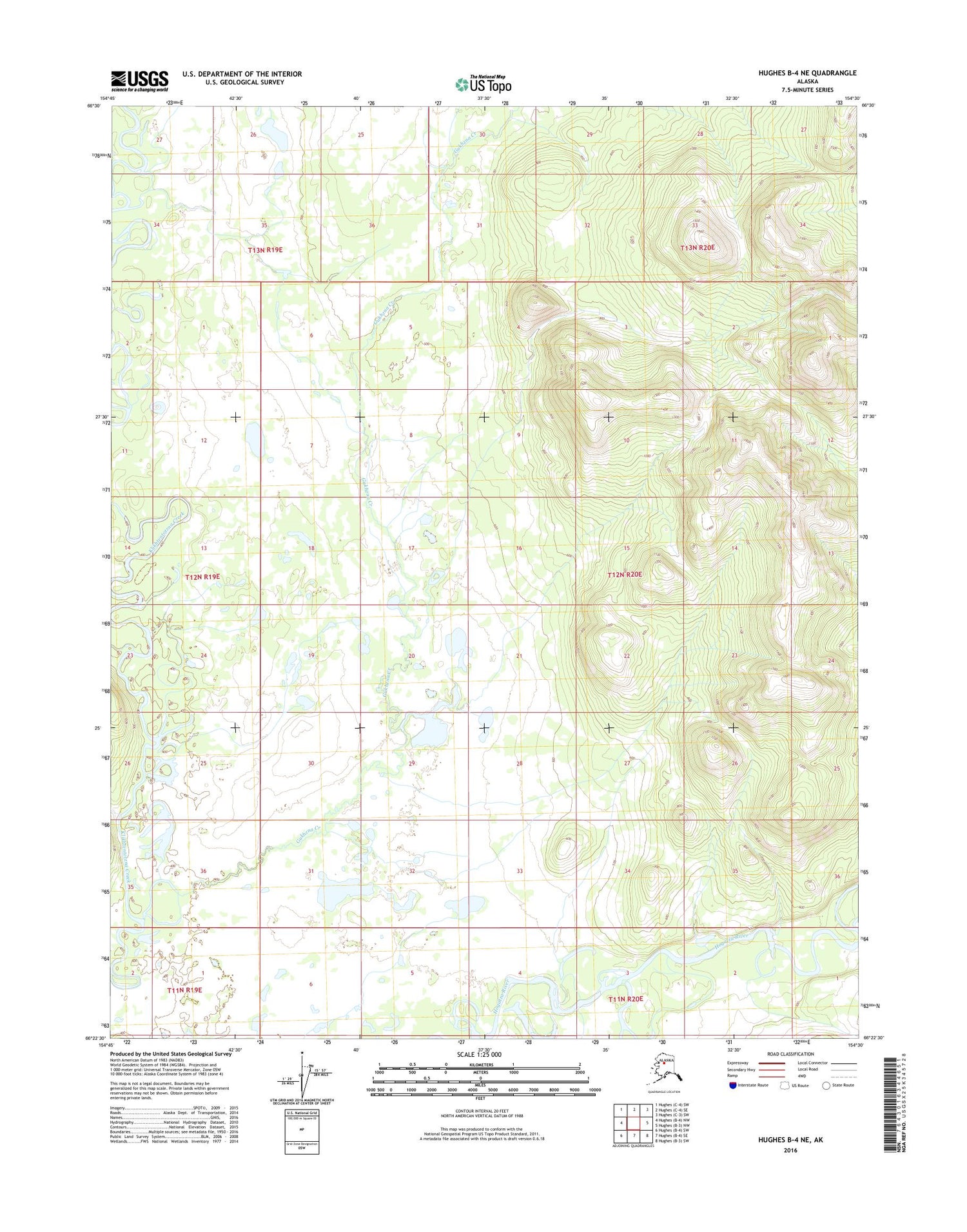 Hughes B-4 NE Alaska US Topo Map Image