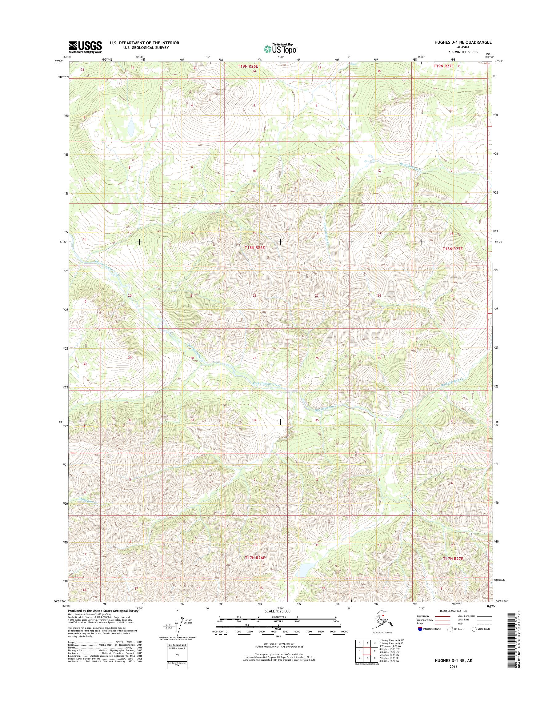 Hughes D-1 NE Alaska US Topo Map – MyTopo Map Store