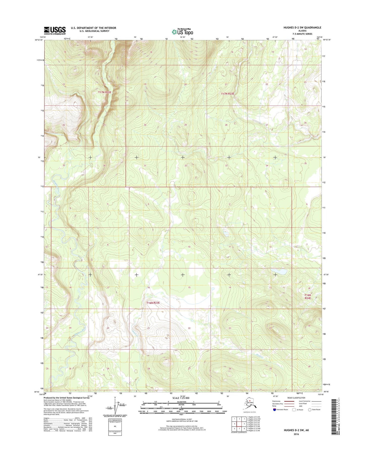 Hughes D-2 SW Alaska US Topo Map Image