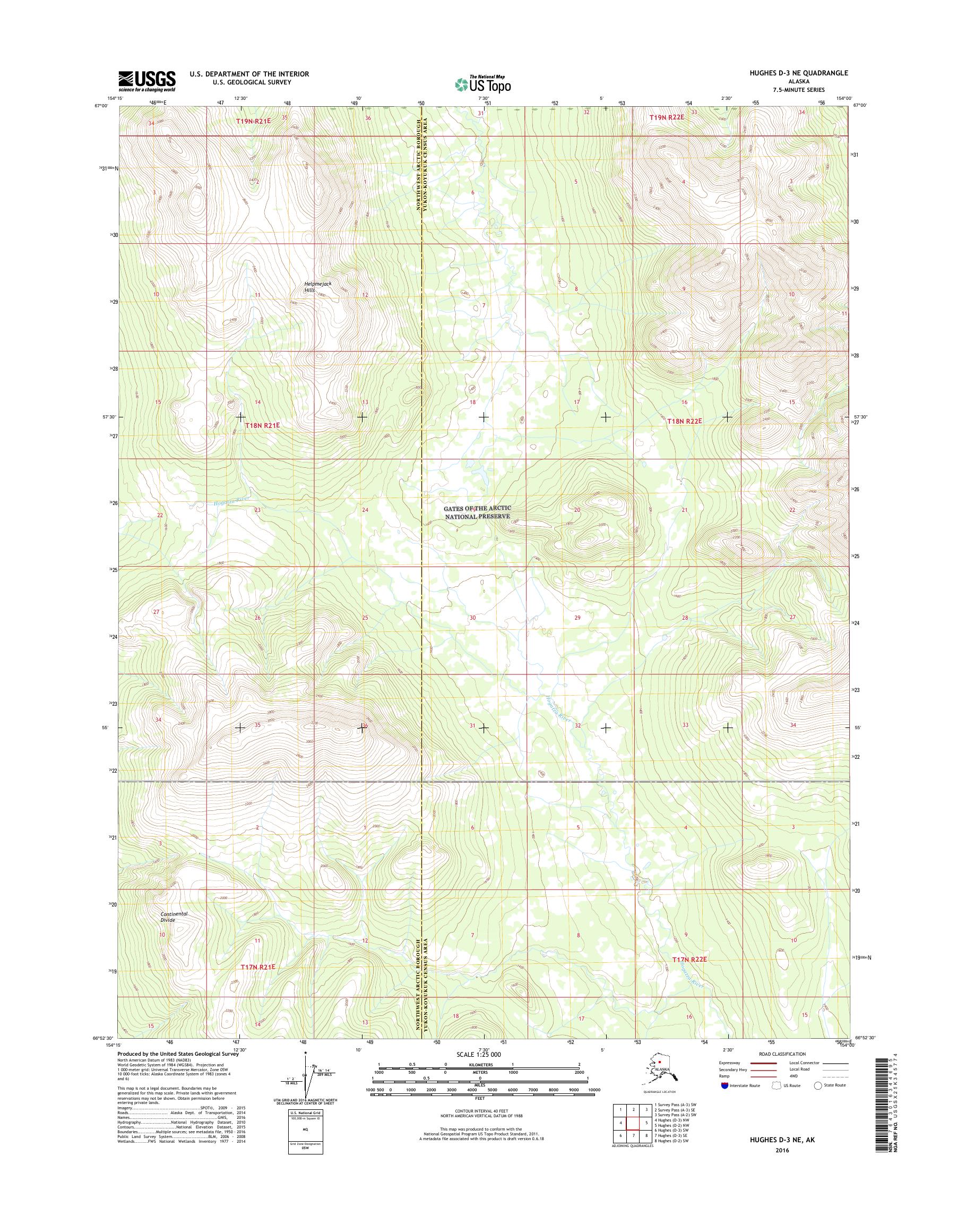 Hughes D-3 NE Alaska US Topo Map – MyTopo Map Store