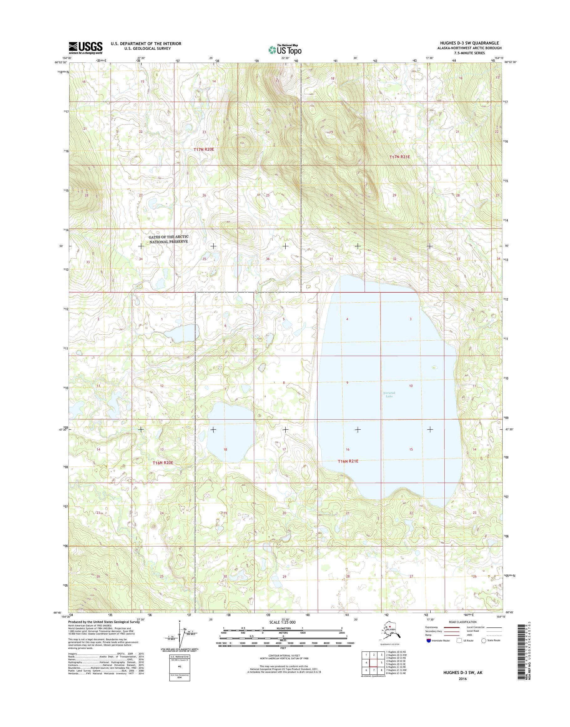 Hughes D-3 SW Alaska US Topo Map – MyTopo Map Store