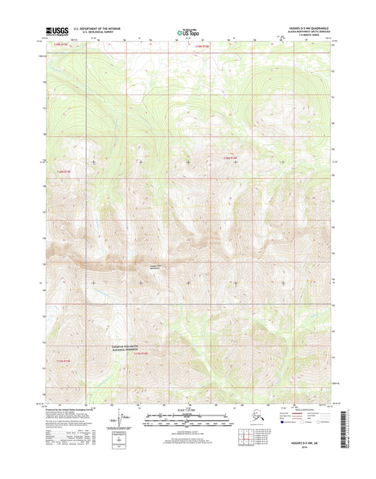 Hughes D-5 NW Alaska US Topo Map Image