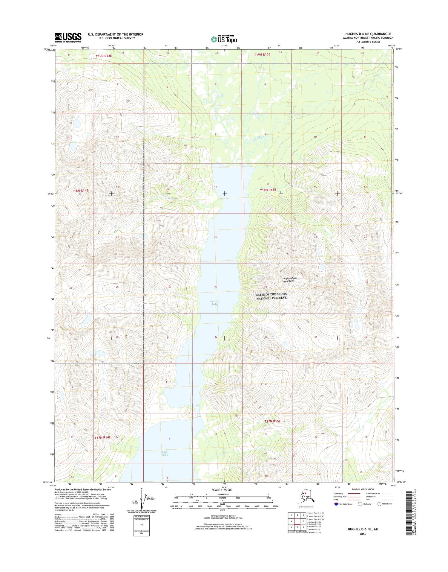 Hughes D-6 NE Alaska US Topo Map Image
