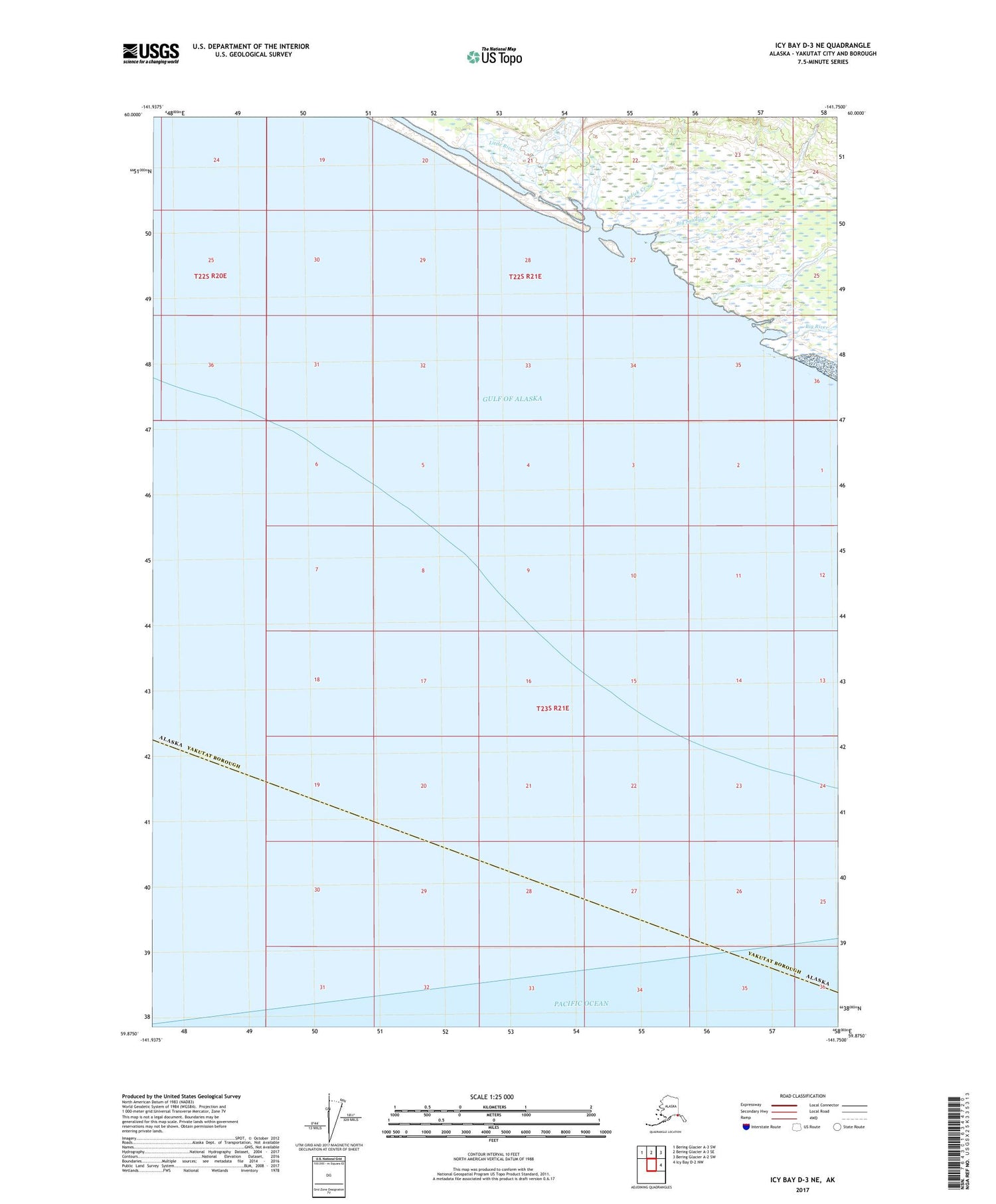 Icy Bay D-3 NE Alaska US Topo Map Image