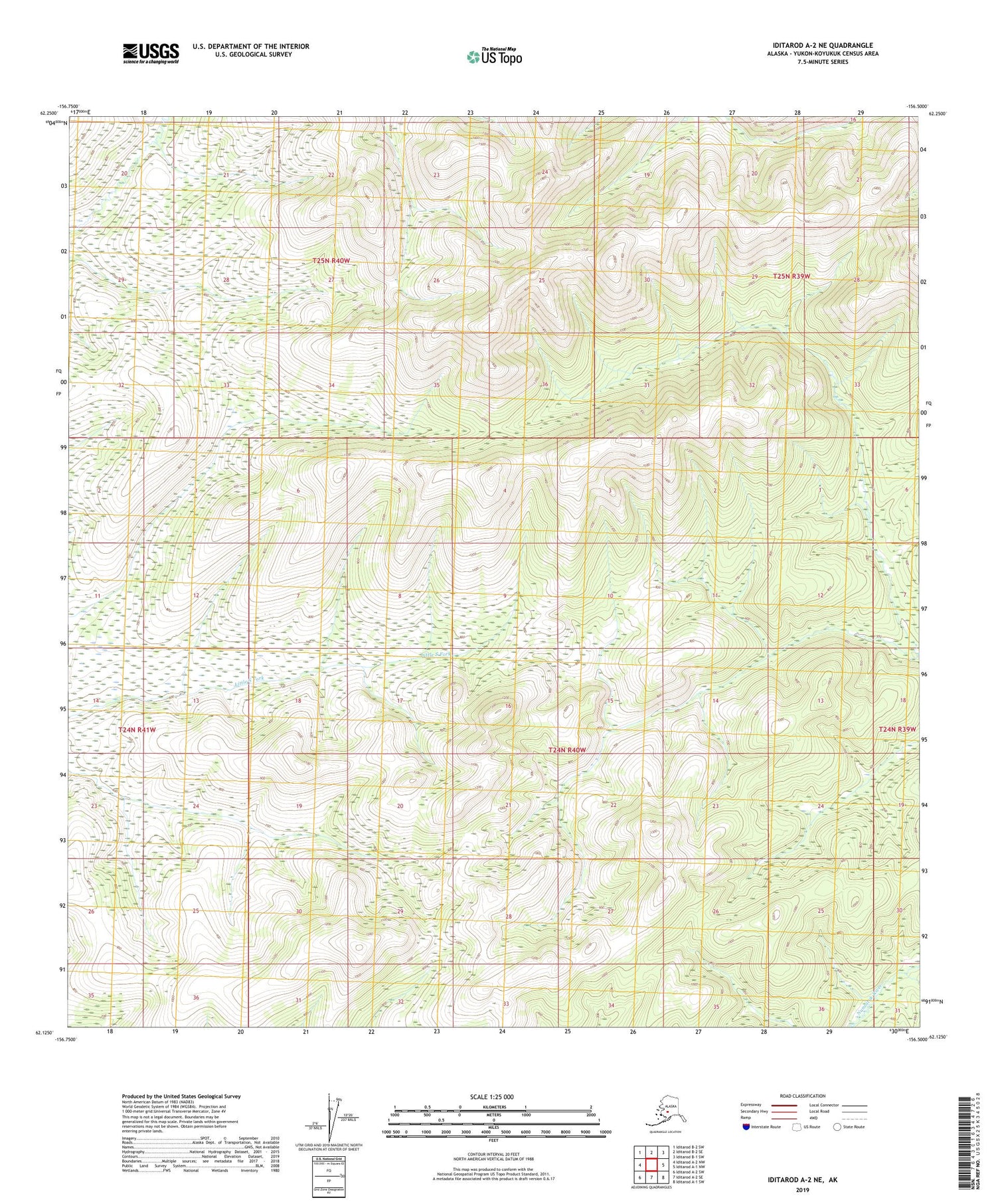 Iditarod A-2 NE Alaska US Topo Map Image