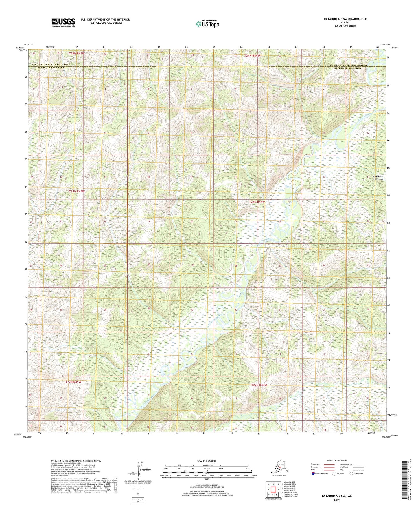 Iditarod A-3 SW Alaska US Topo Map Image