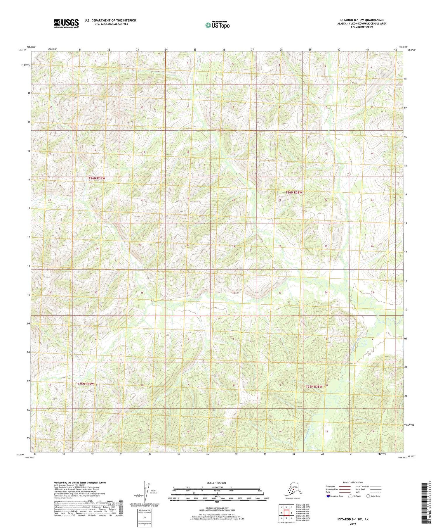 Iditarod B-1 SW Alaska US Topo Map Image