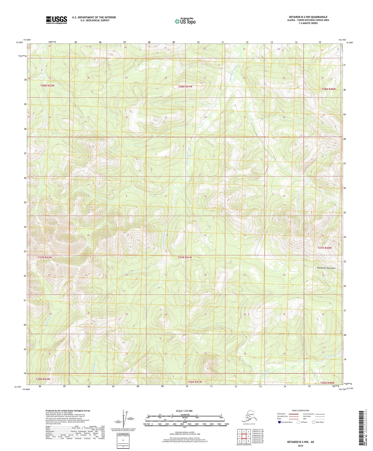 Iditarod B-2 NW Alaska US Topo Map Image