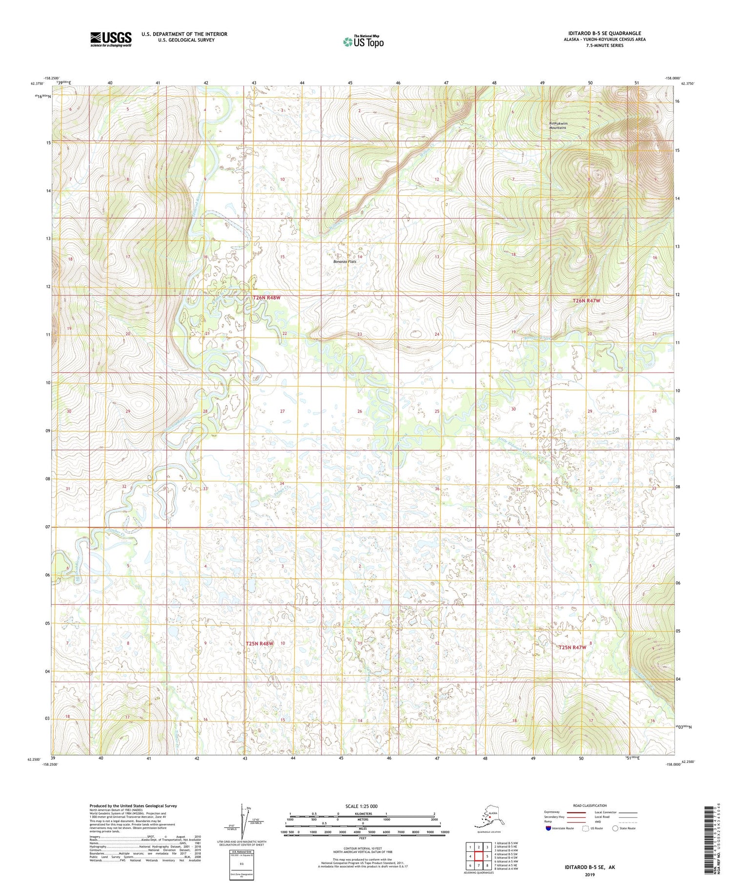 Iditarod B-5 SE Alaska US Topo Map Image