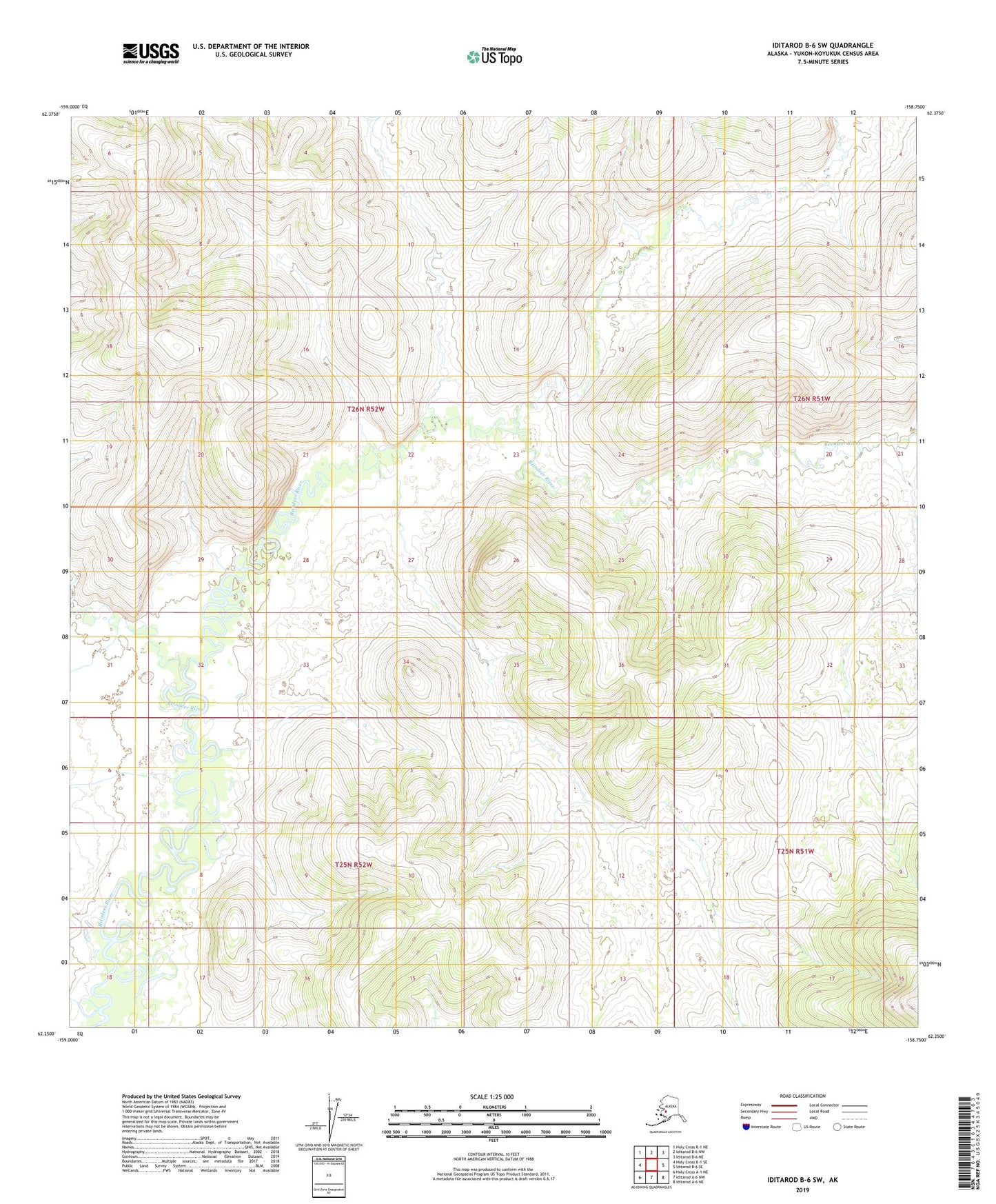 Iditarod B-6 SW Alaska US Topo Map Image