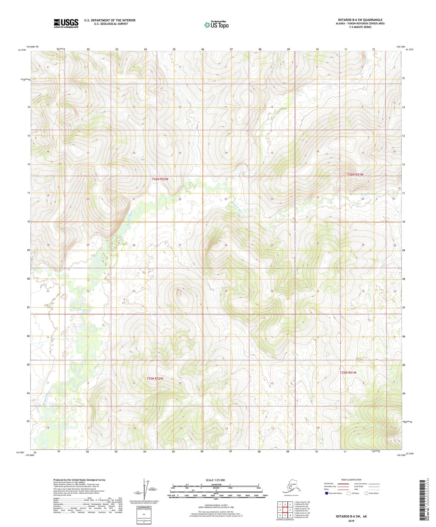 Iditarod B-6 SW Alaska US Topo Map Image