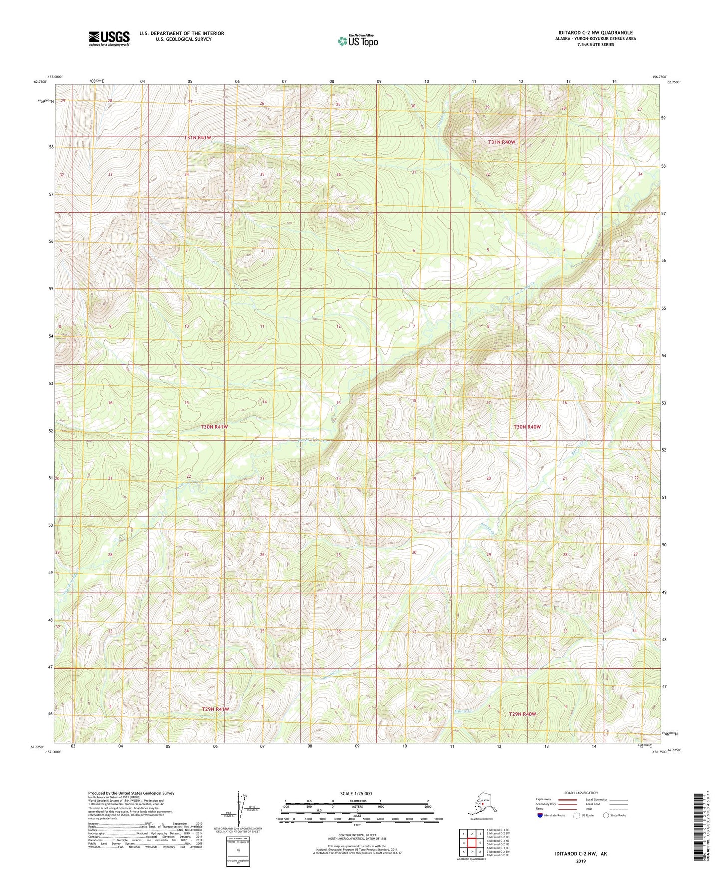 Iditarod C-2 NW Alaska US Topo Map Image