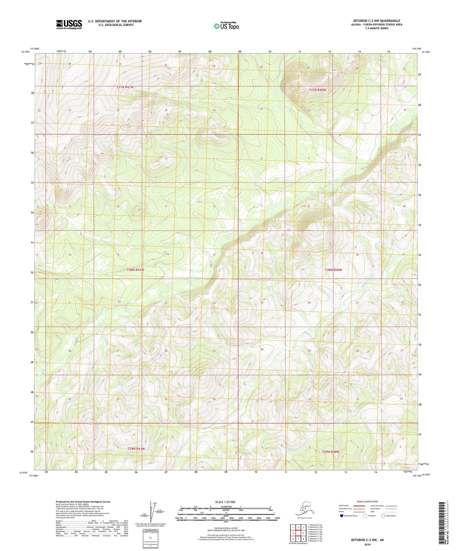 Iditarod C-2 NW Alaska US Topo Map Image