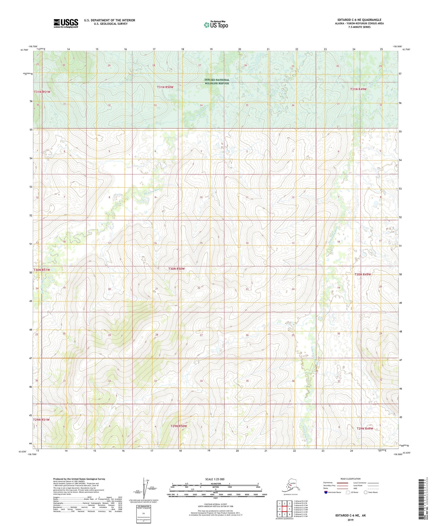 Iditarod C-6 NE Alaska US Topo Map Image
