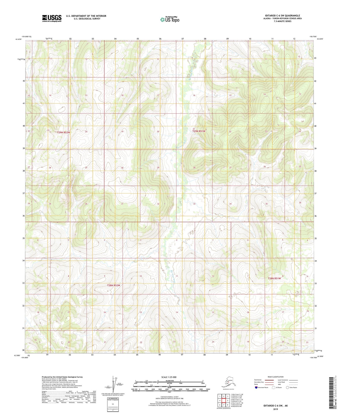 Iditarod C-6 SW Alaska US Topo Map Image