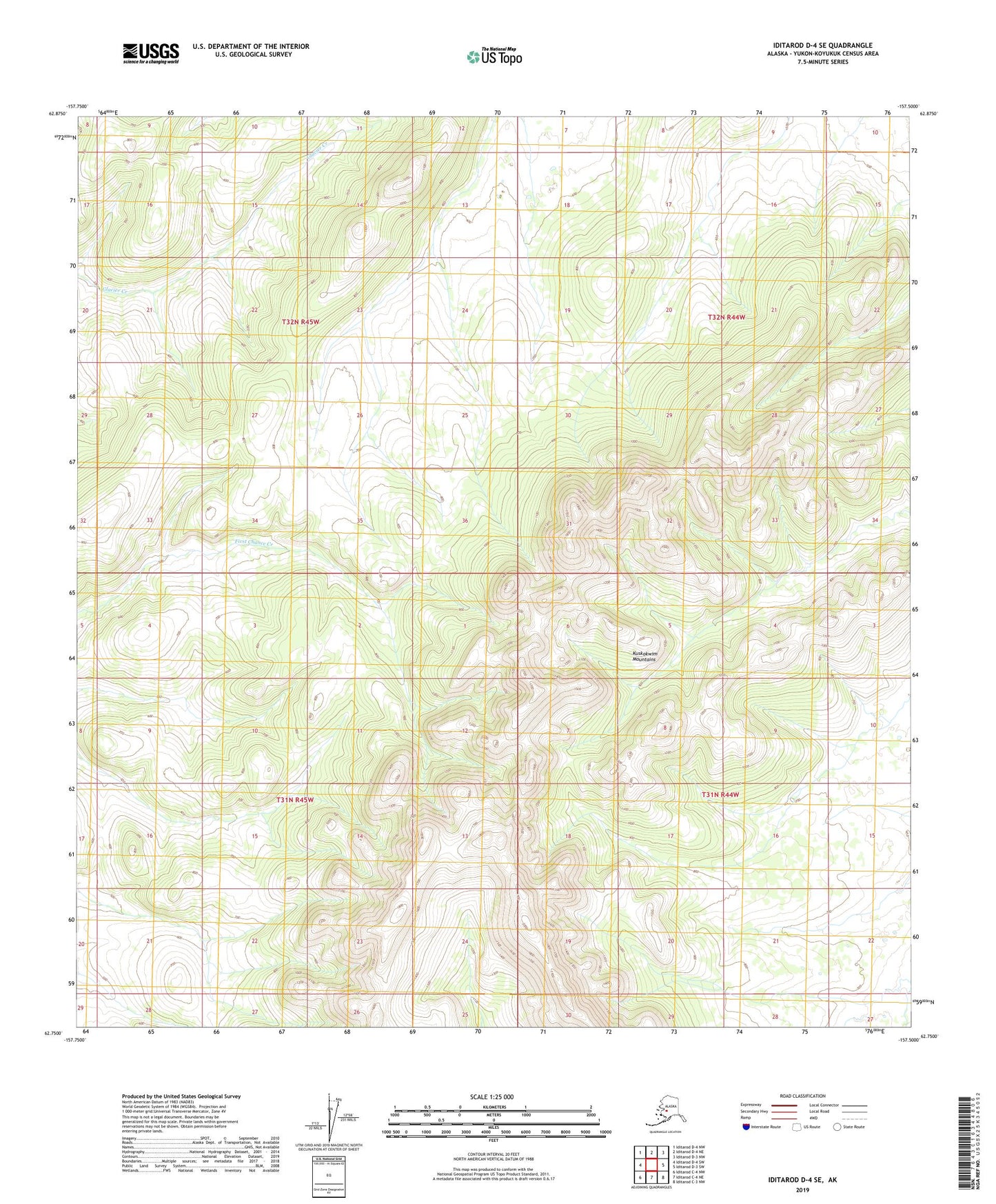 Iditarod D-4 SE Alaska US Topo Map Image