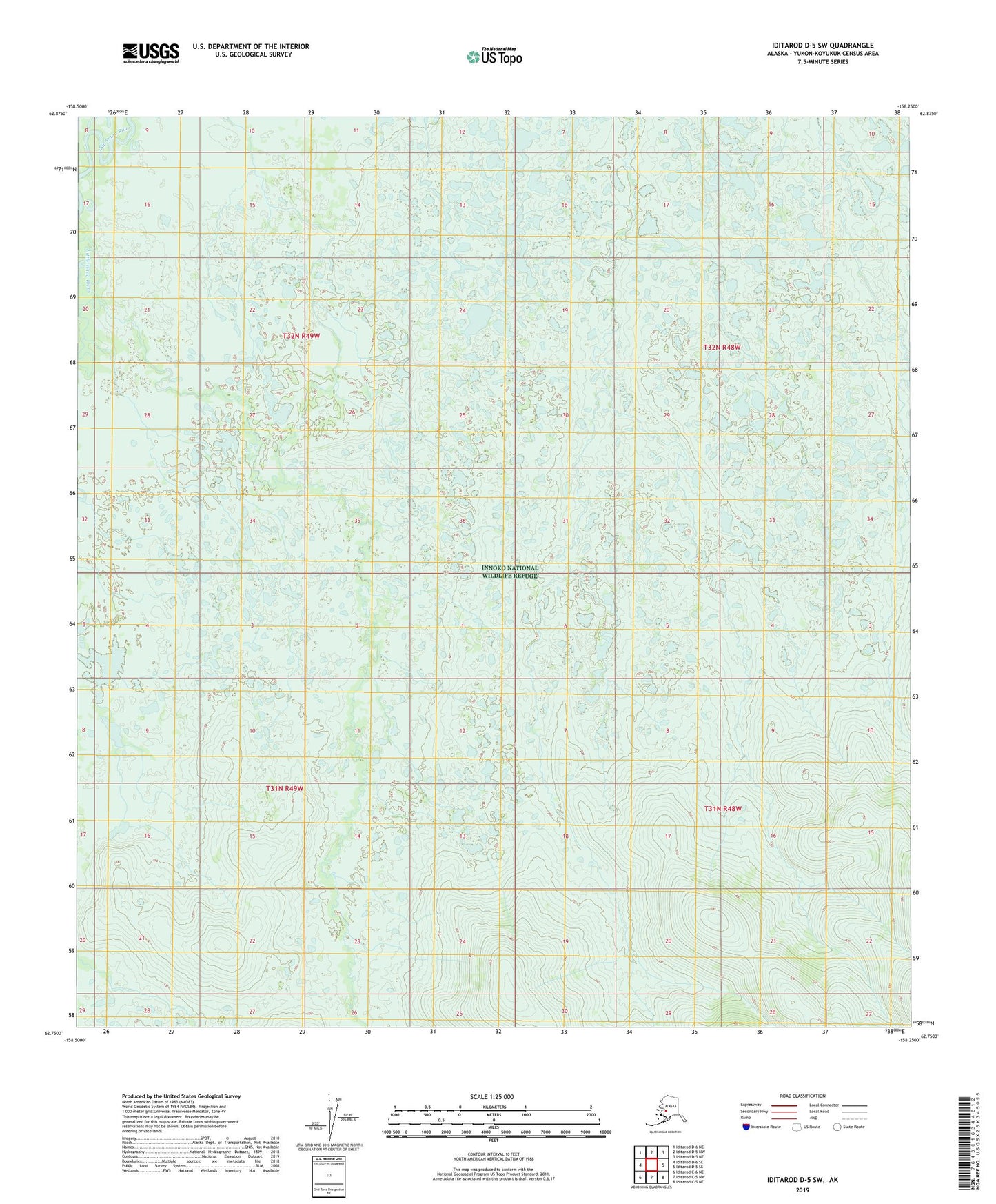 Iditarod D-5 SW Alaska US Topo Map Image