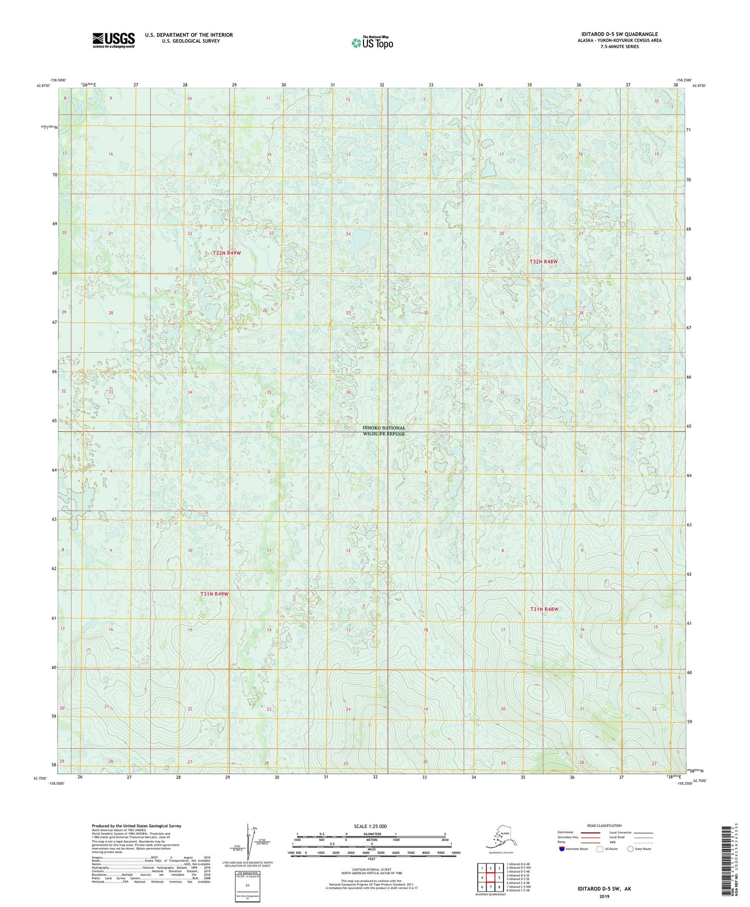 Iditarod D-5 SW Alaska US Topo Map Image