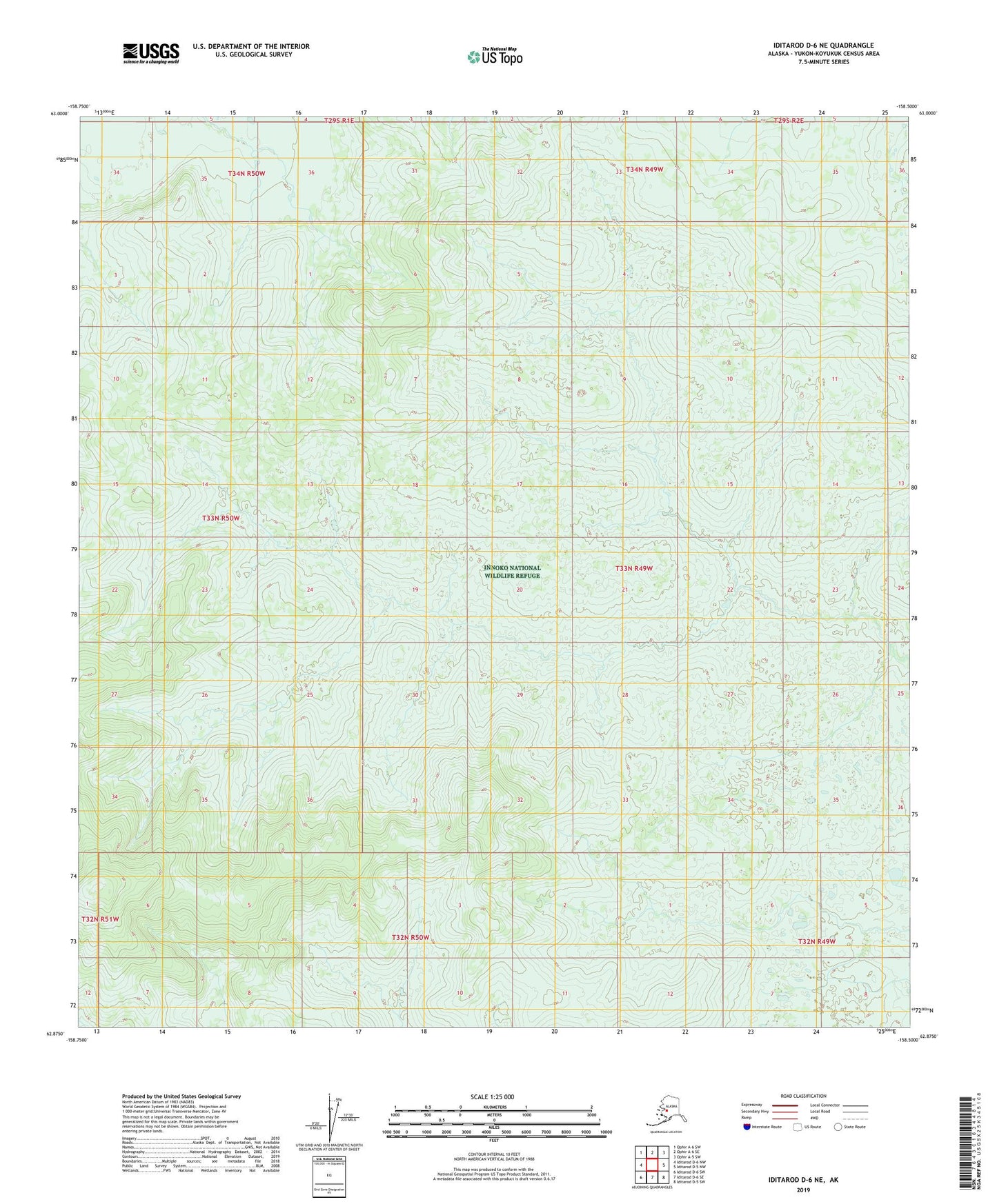 Iditarod D-6 NE Alaska US Topo Map Image