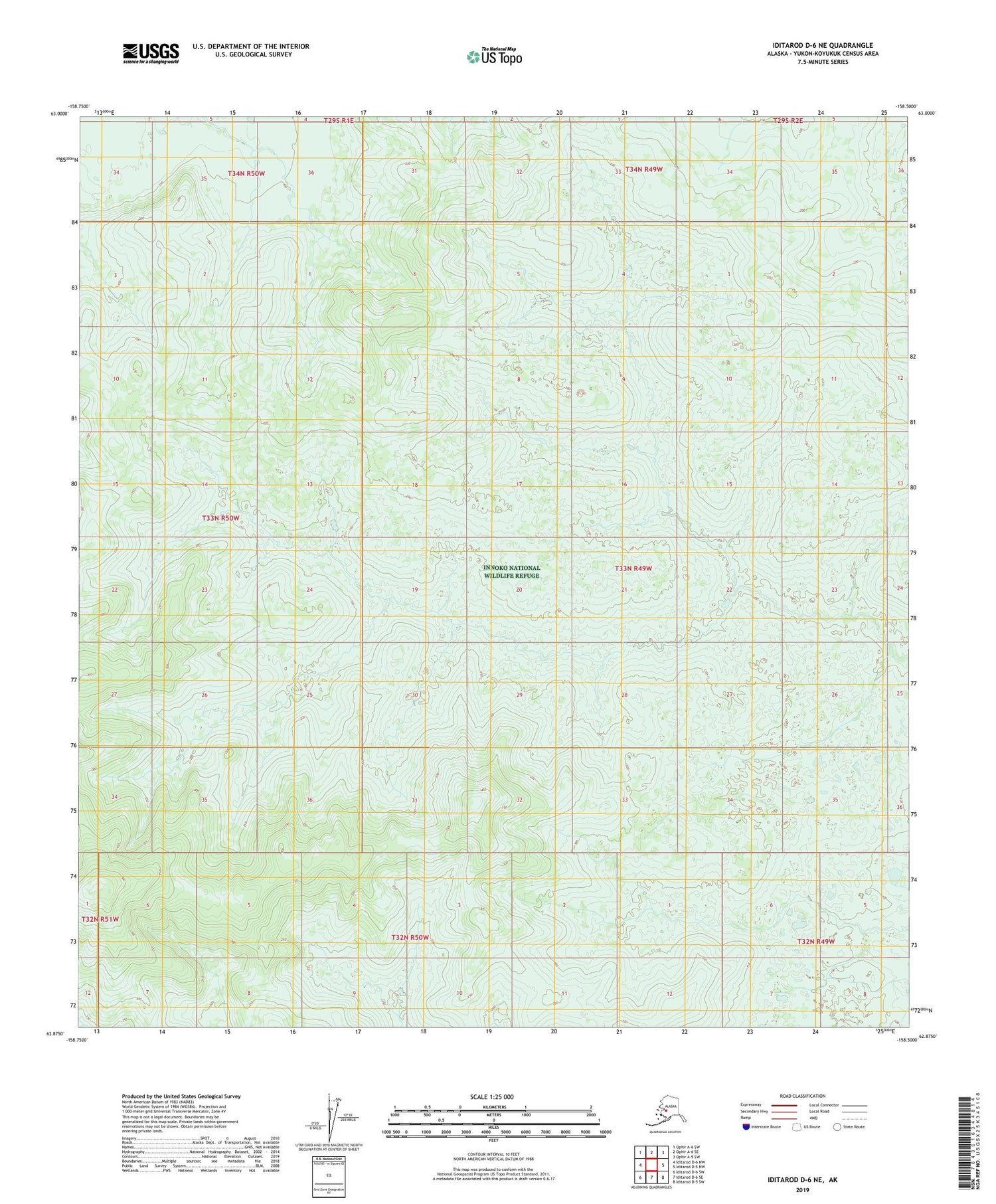 Iditarod D-6 NE Alaska US Topo Map Image