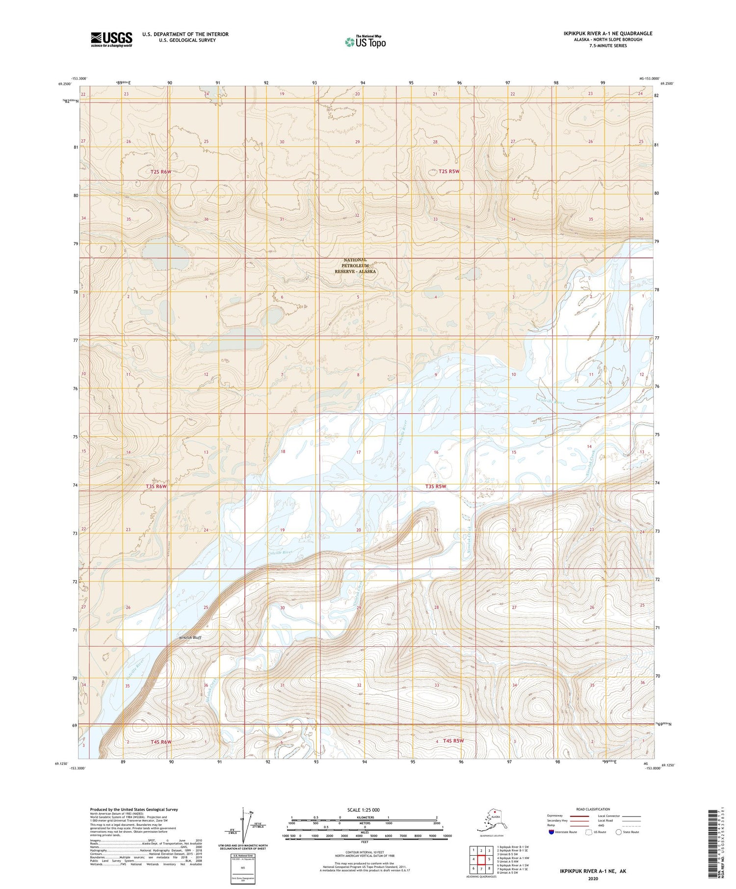 Ikpikpuk River A-1 NE Alaska US Topo Map Image