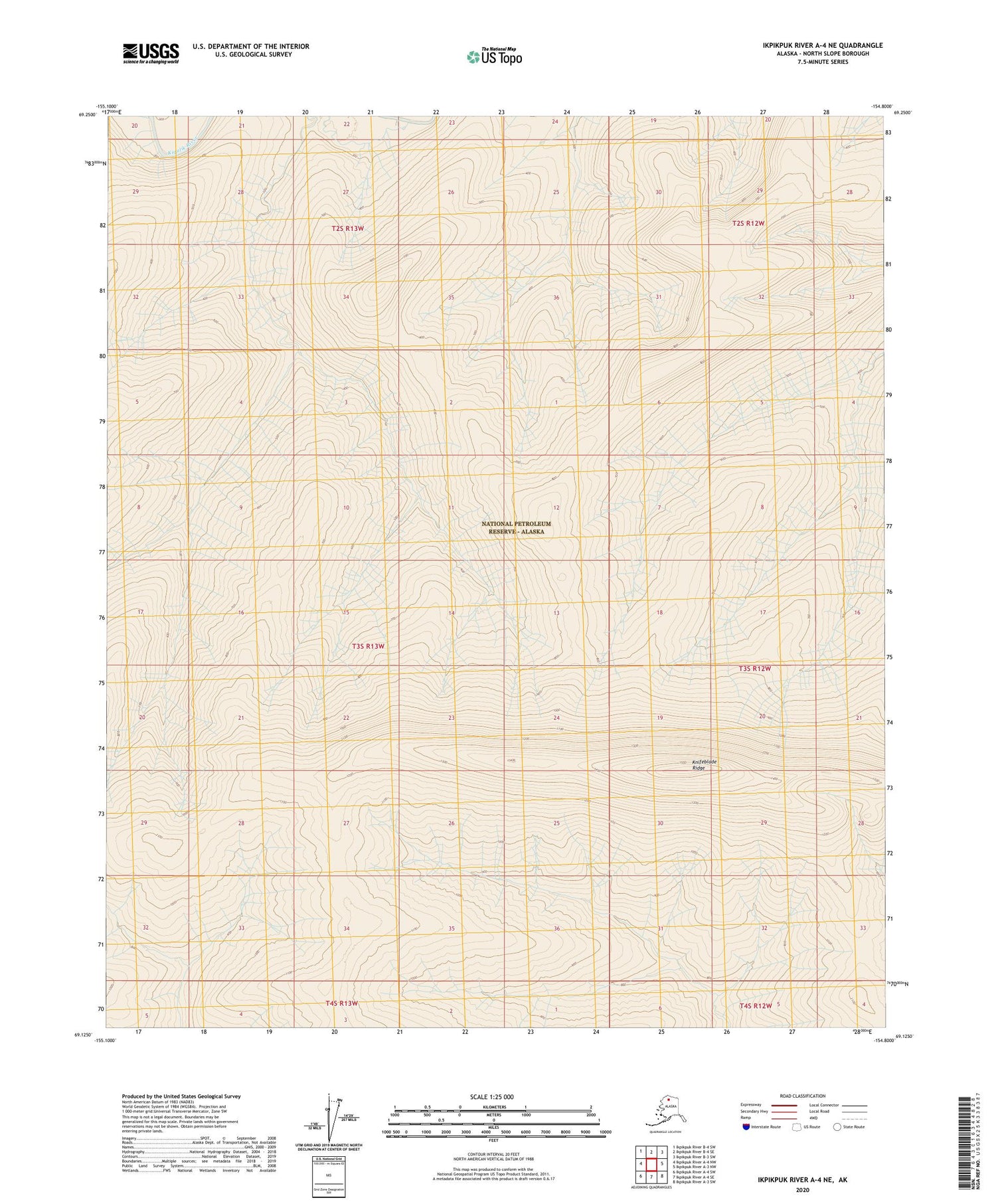 Ikpikpuk River A-4 NE Alaska US Topo Map Image