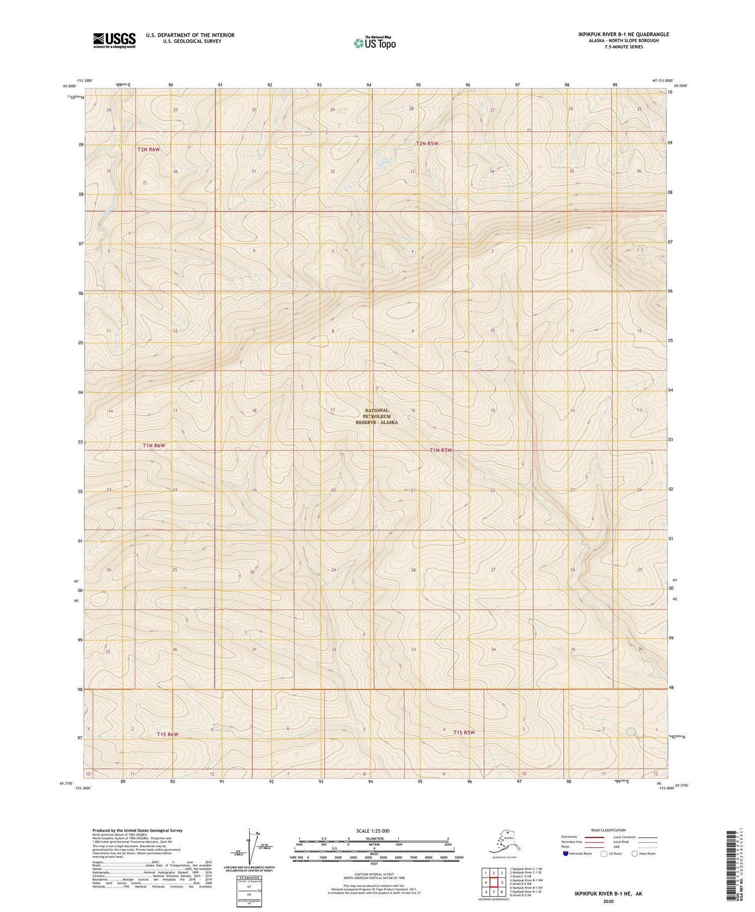 Ikpikpuk River B-1 NE Alaska US Topo Map Image