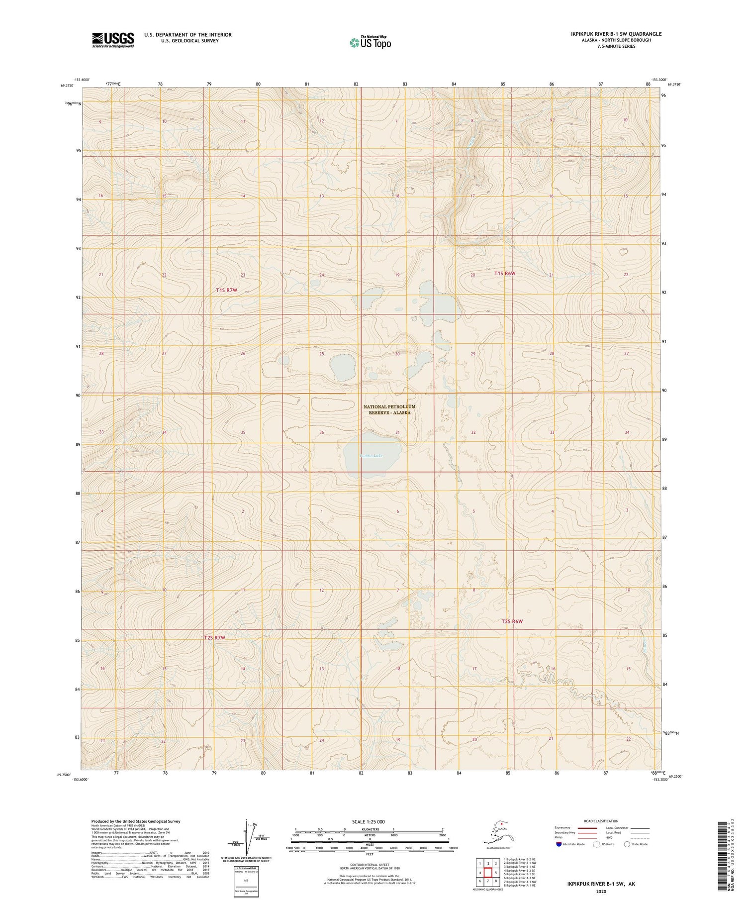 Ikpikpuk River B-1 SW Alaska US Topo Map Image