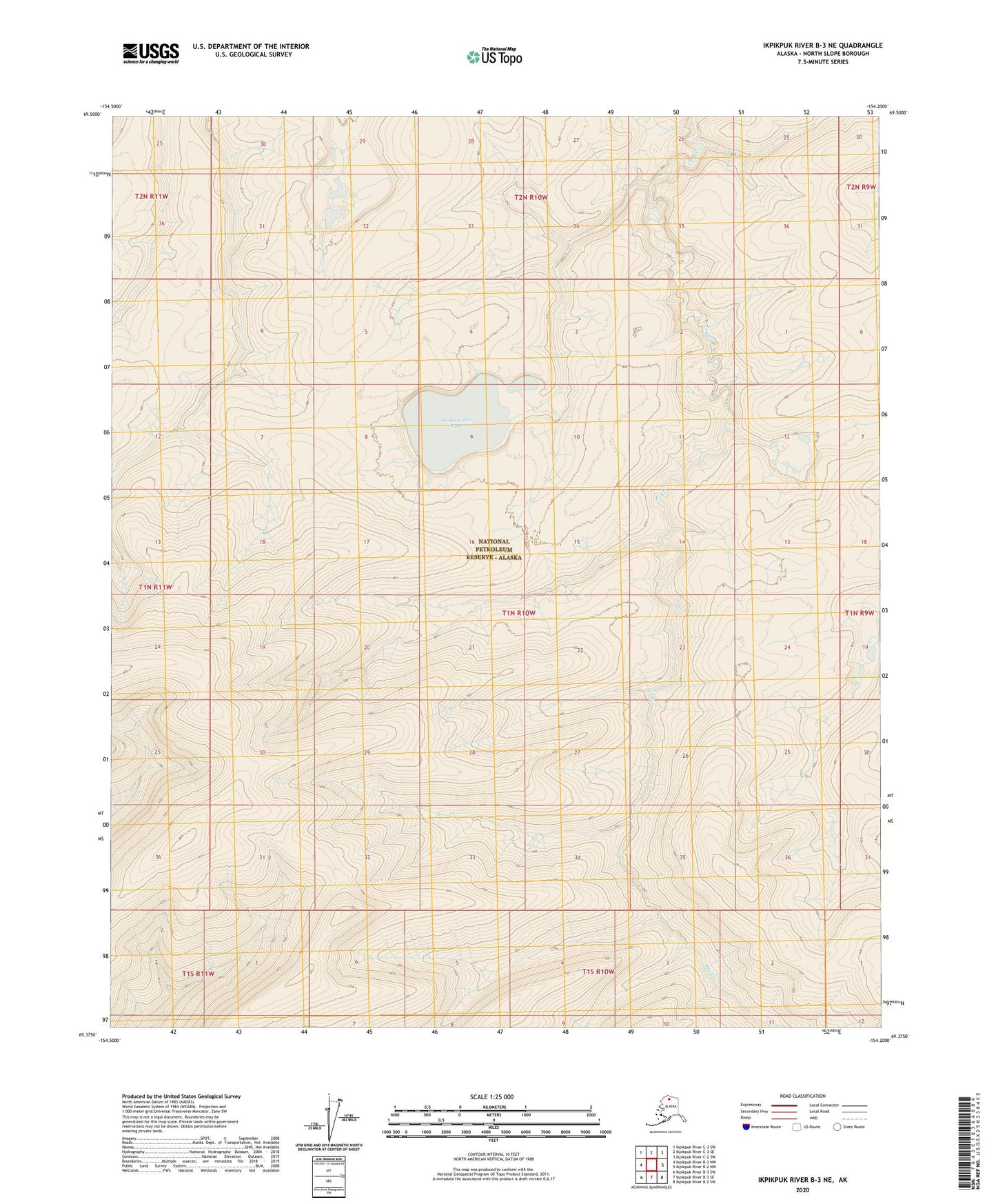 Ikpikpuk River B-3 NE Alaska US Topo Map Image