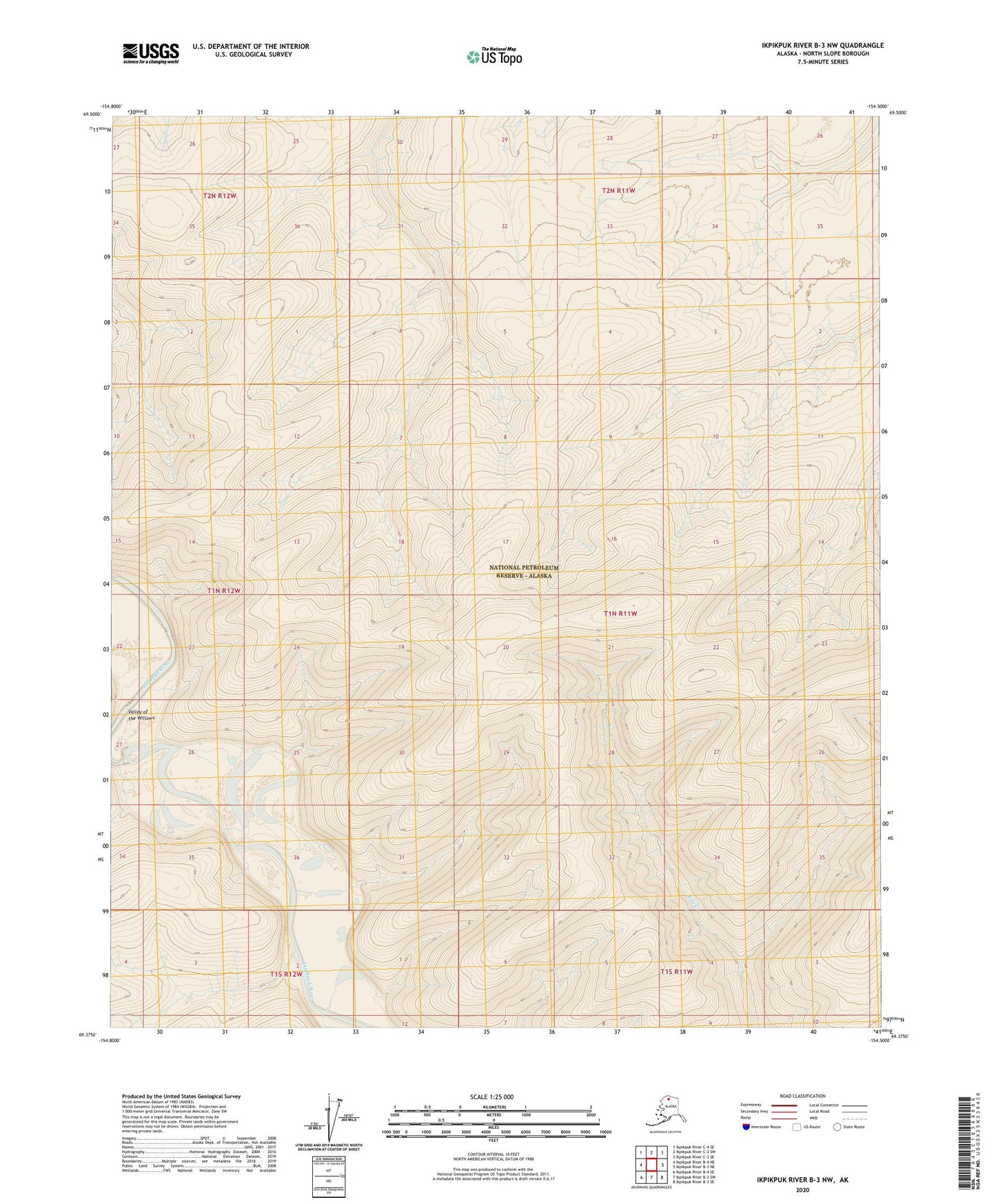 Ikpikpuk River B-3 NW Alaska US Topo Map Image