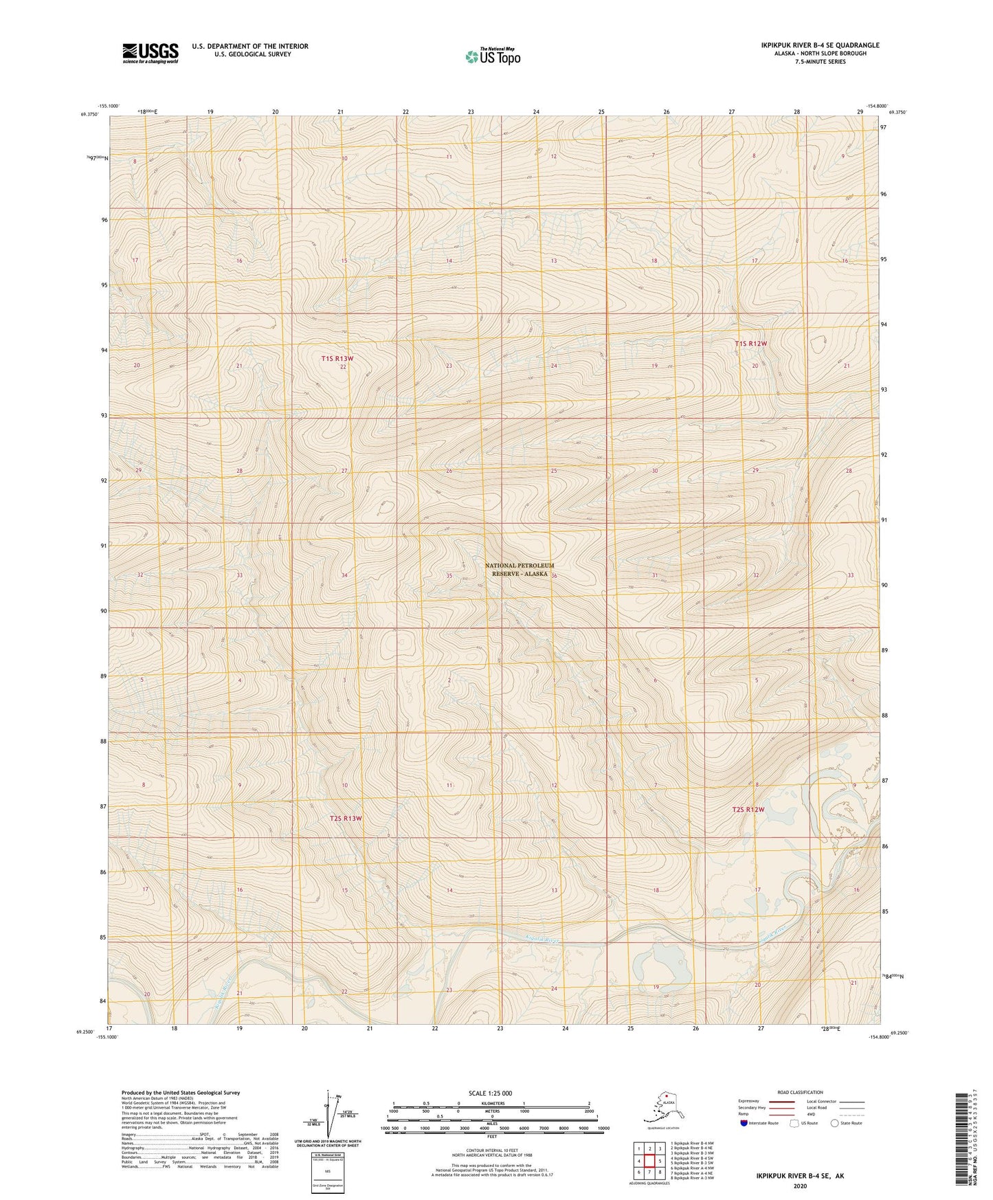Ikpikpuk River B-4 SE Alaska US Topo Map Image