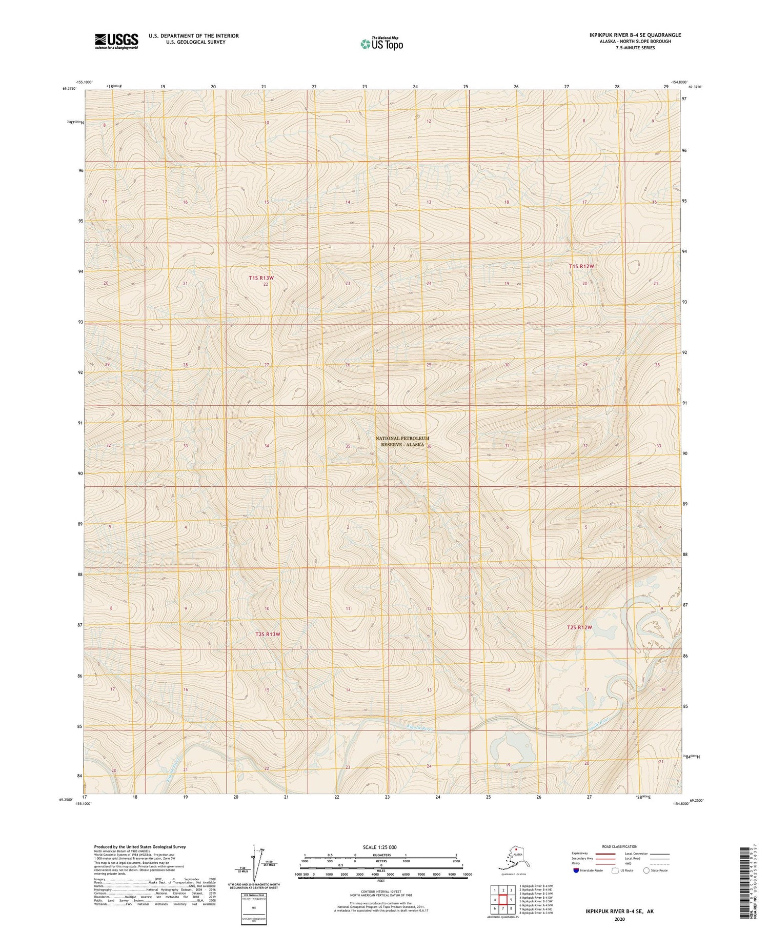 Ikpikpuk River B-4 SE Alaska US Topo Map Image