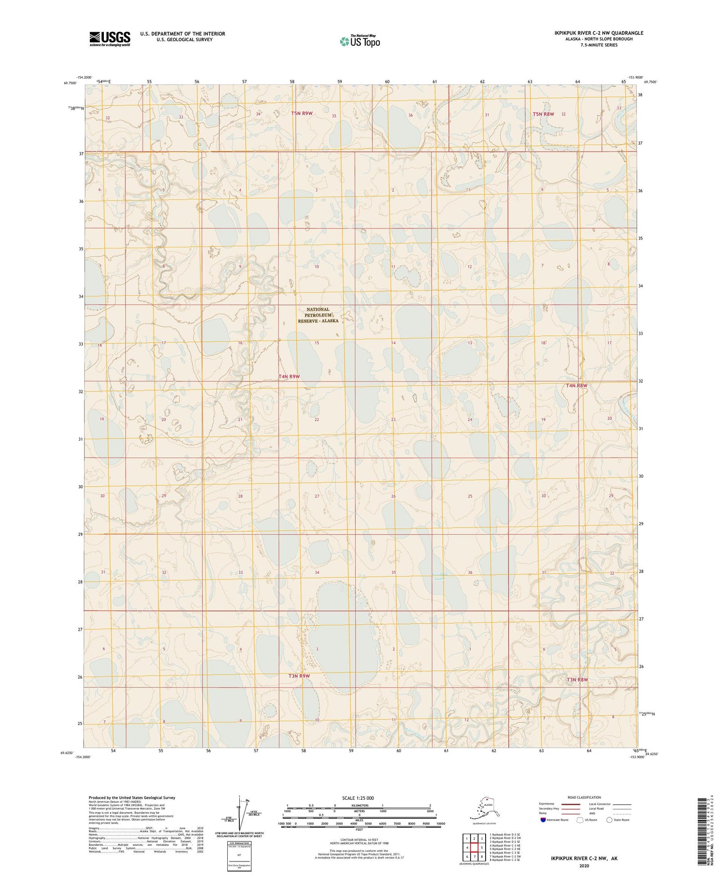 Ikpikpuk River C-2 NW Alaska US Topo Map Image