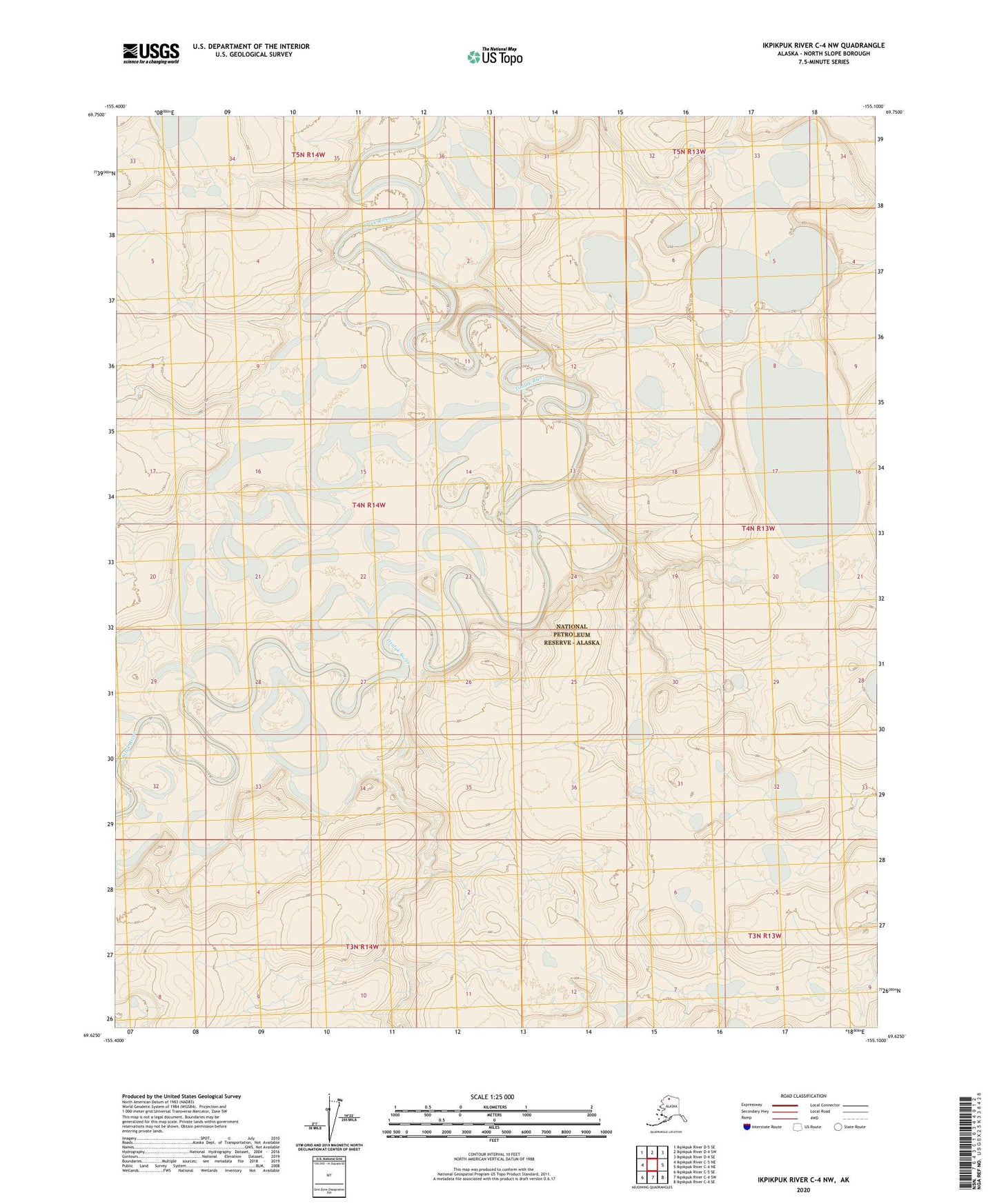 Ikpikpuk River C-4 NW Alaska US Topo Map Image