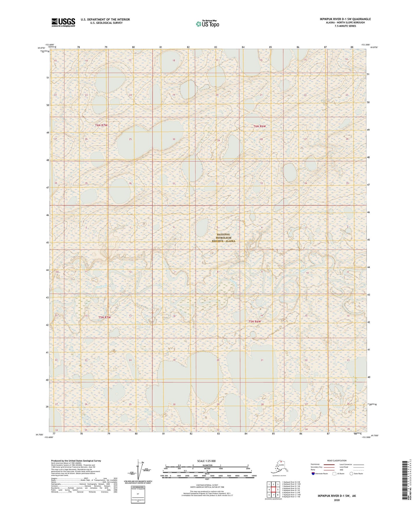 Ikpikpuk River D-1 SW Alaska US Topo Map Image
