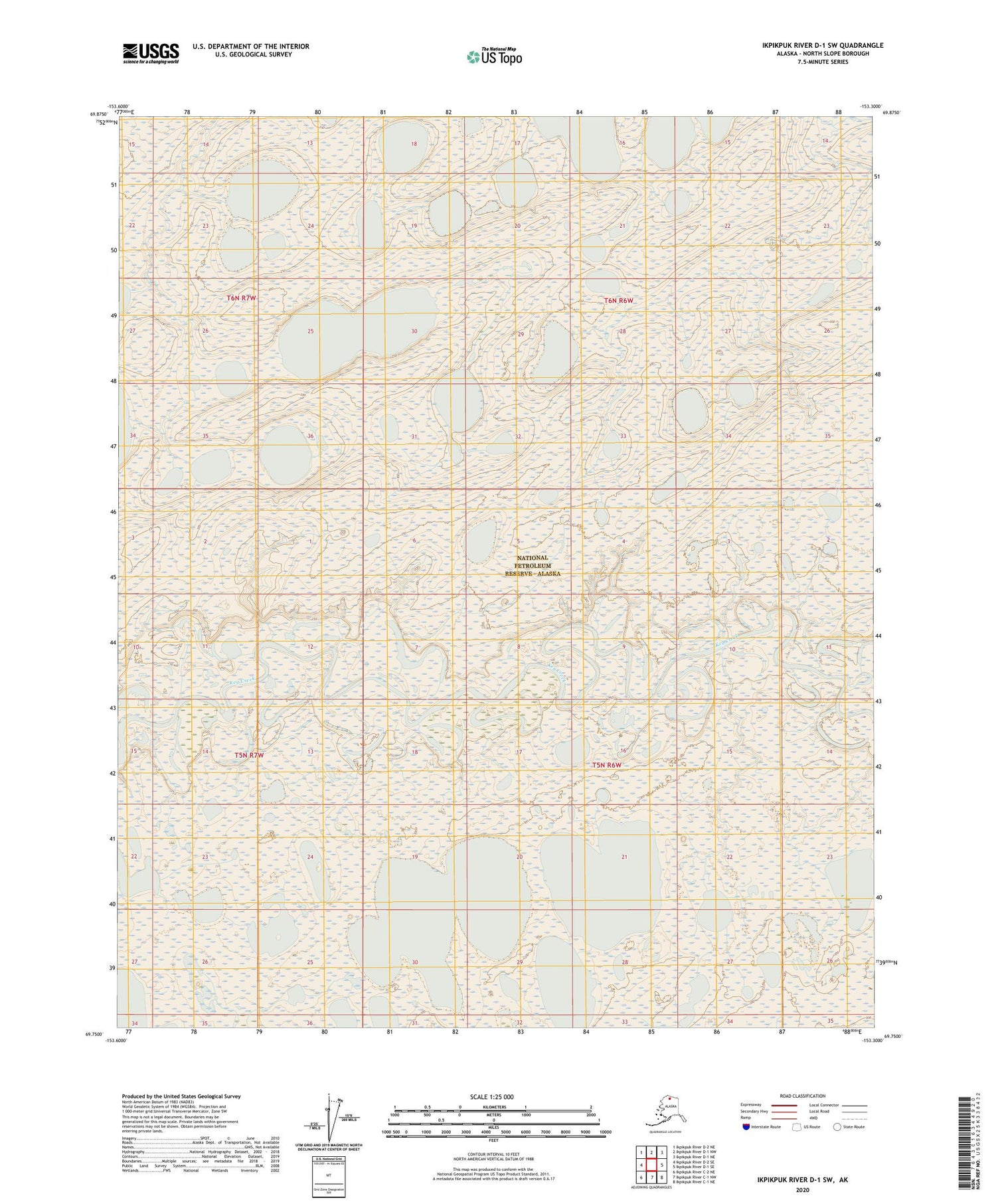 Ikpikpuk River D-1 SW Alaska US Topo Map Image