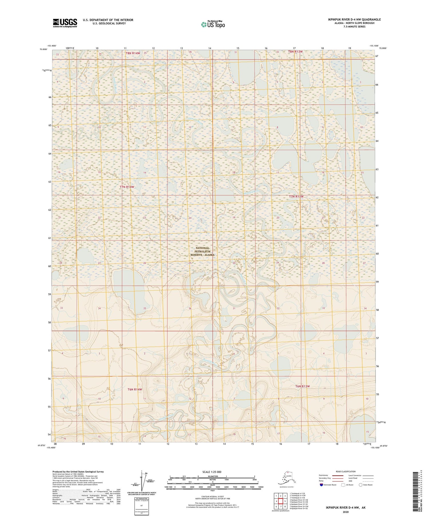 Ikpikpuk River D-4 NW Alaska US Topo Map Image