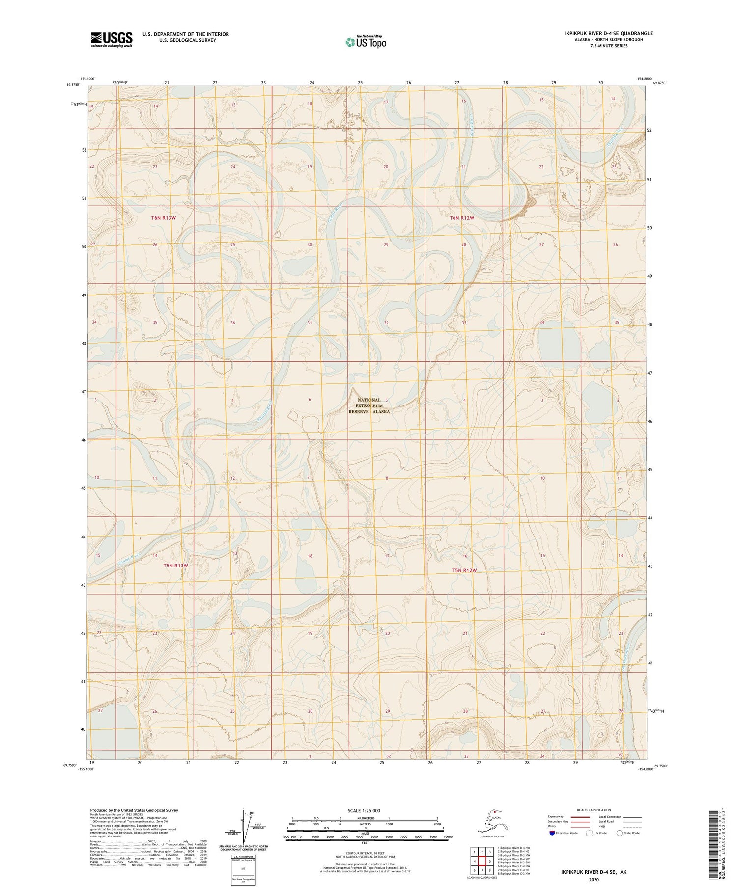 Ikpikpuk River D-4 SE Alaska US Topo Map Image
