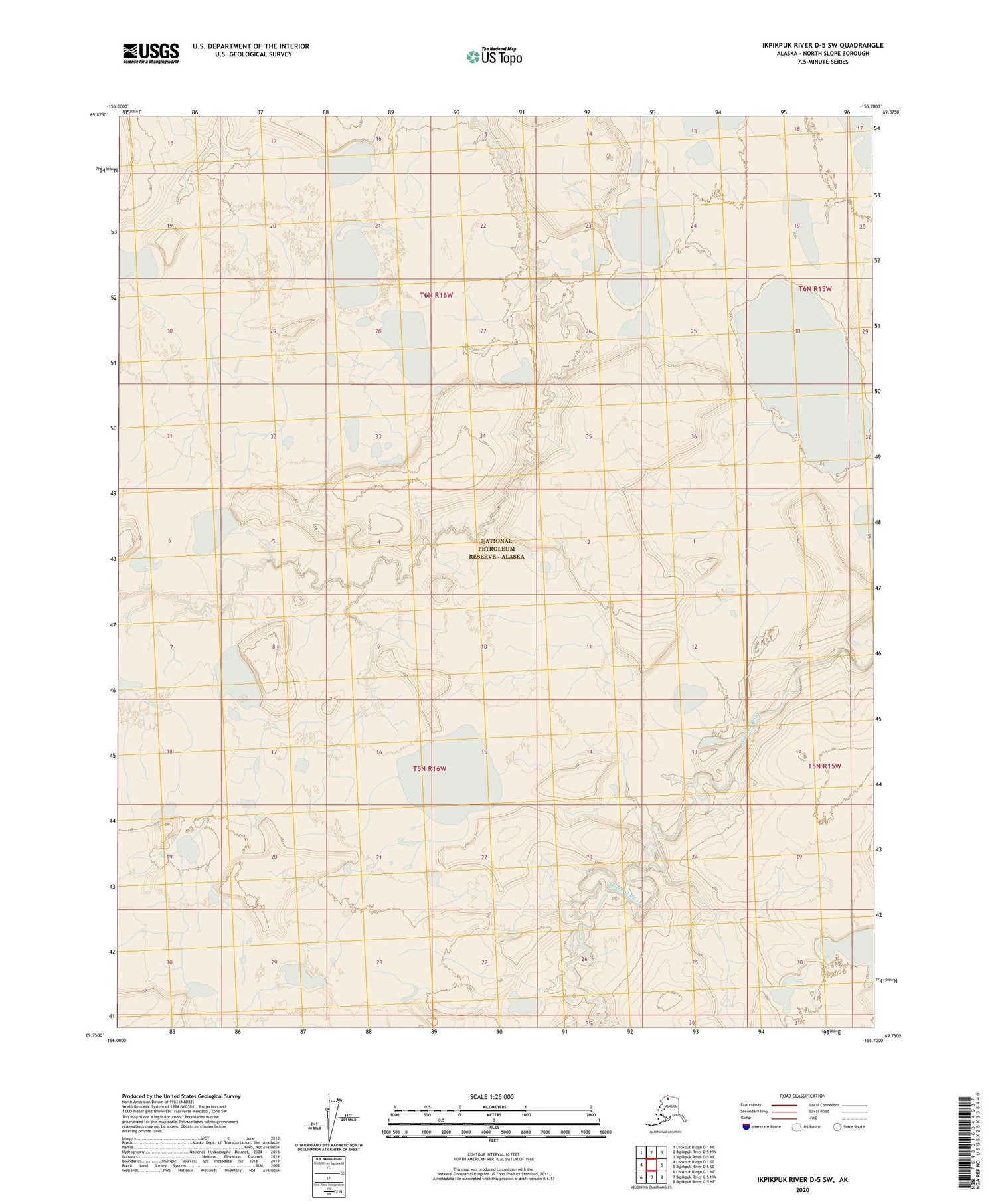 Ikpikpuk River D-5 SW Alaska US Topo Map Image