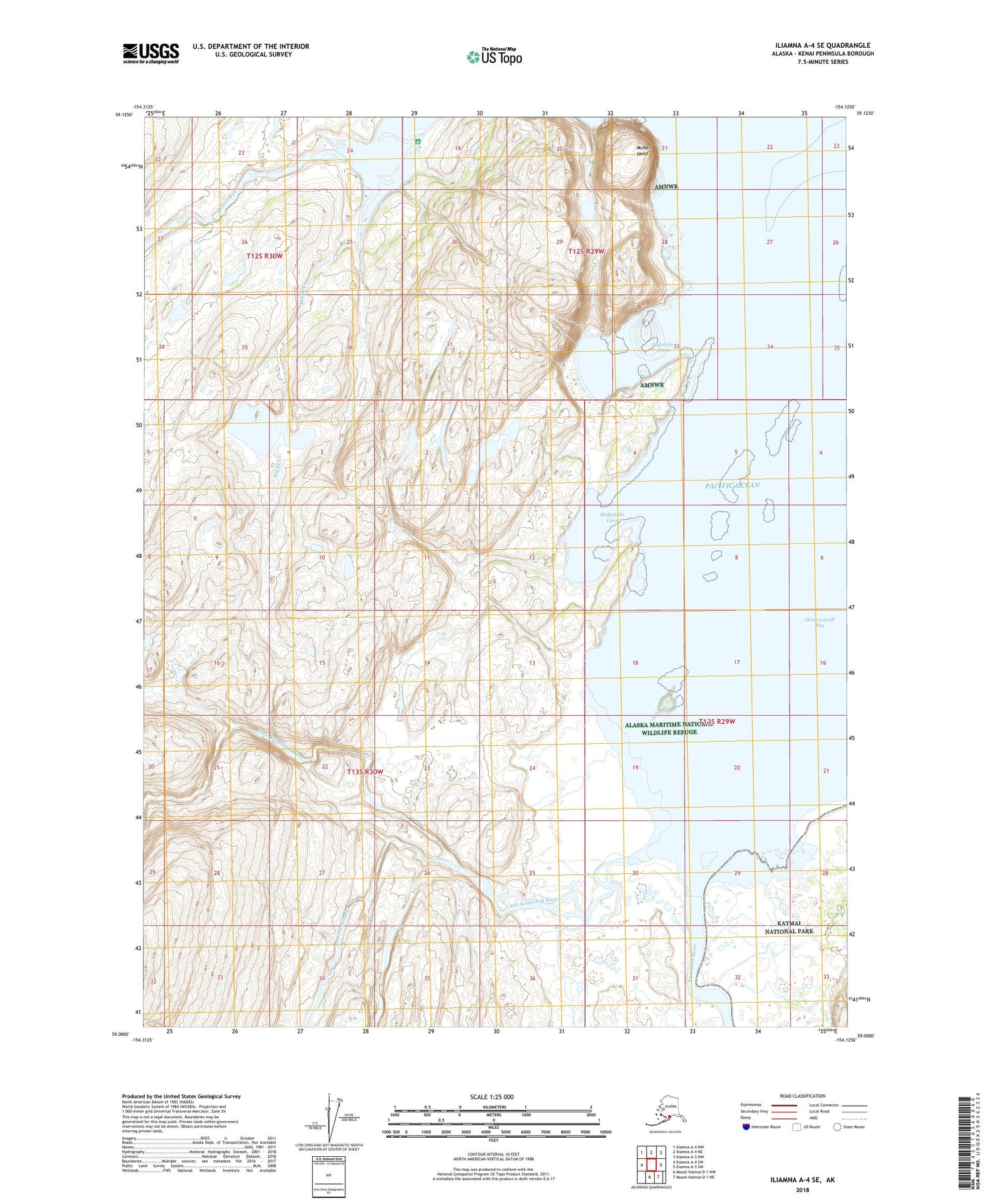 Iliamna A-4 SE Alaska US Topo Map Image