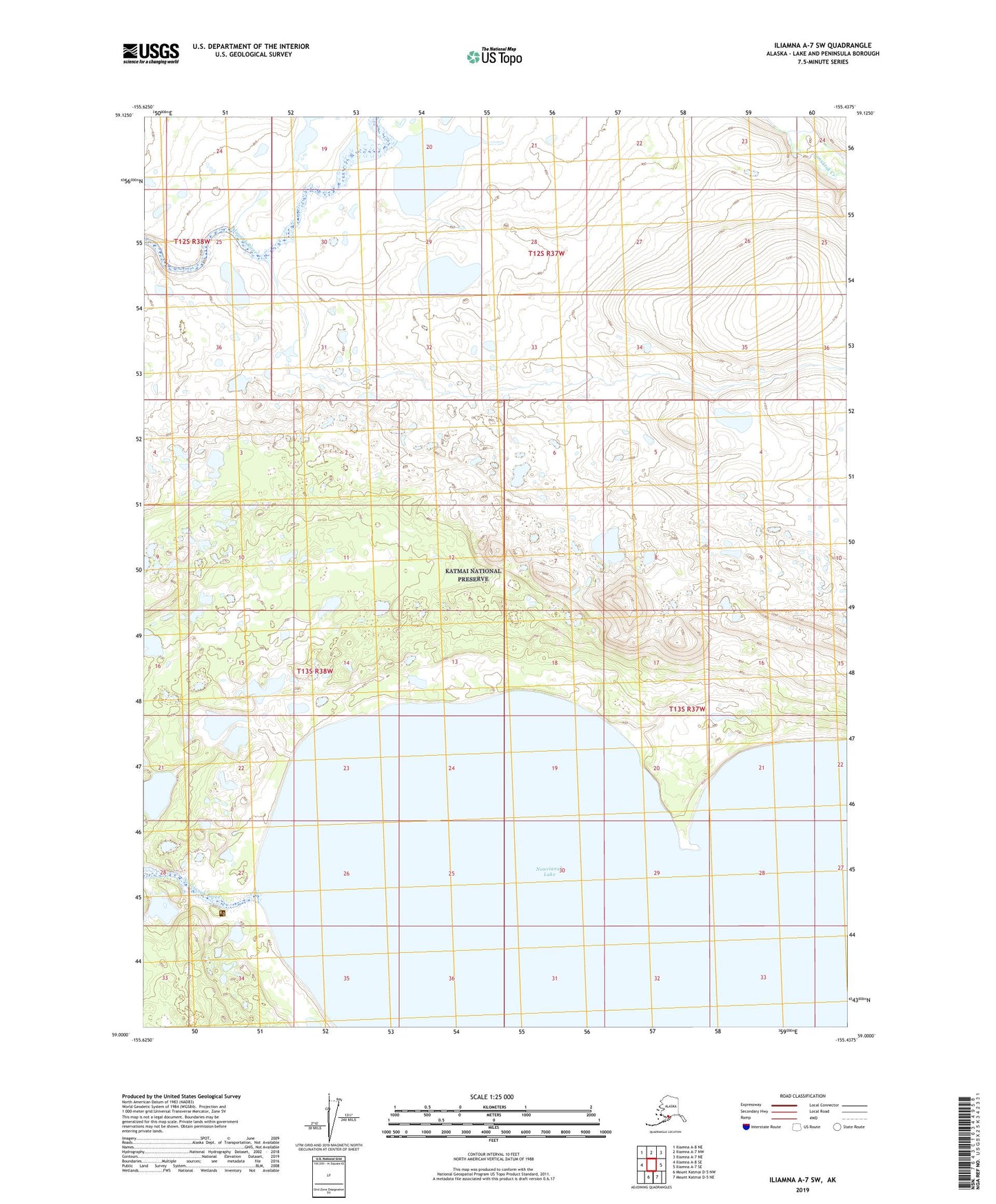 Iliamna A-7 SW Alaska US Topo Map Image