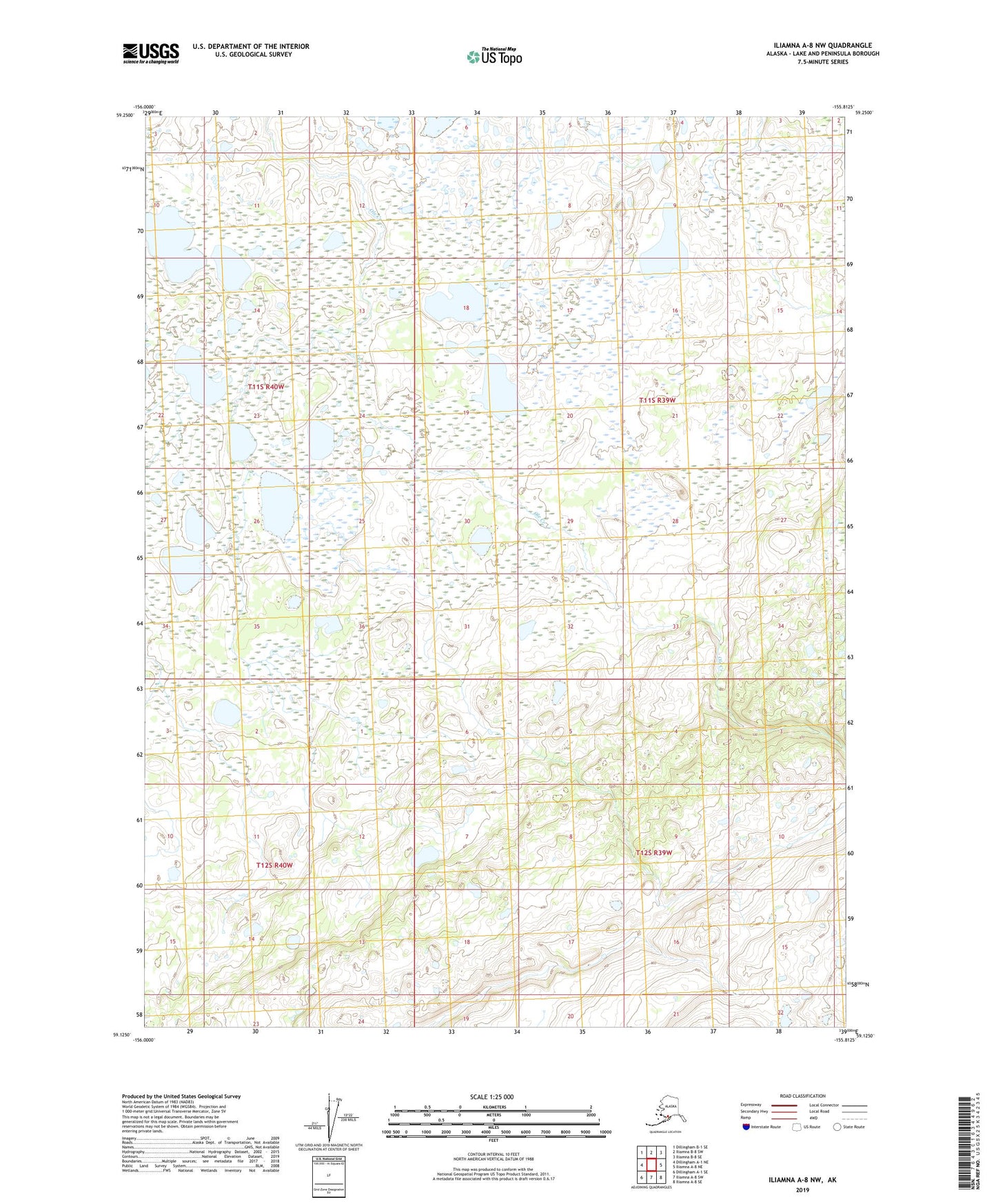 Iliamna A-8 NW Alaska US Topo Map Image