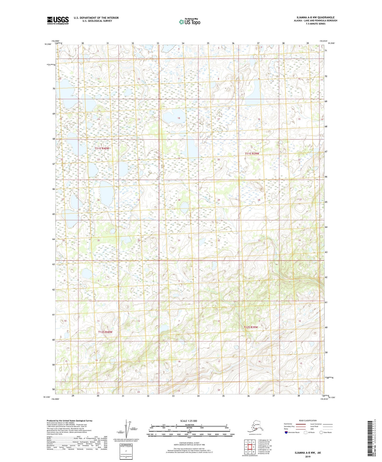 Iliamna A-8 NW Alaska US Topo Map Image