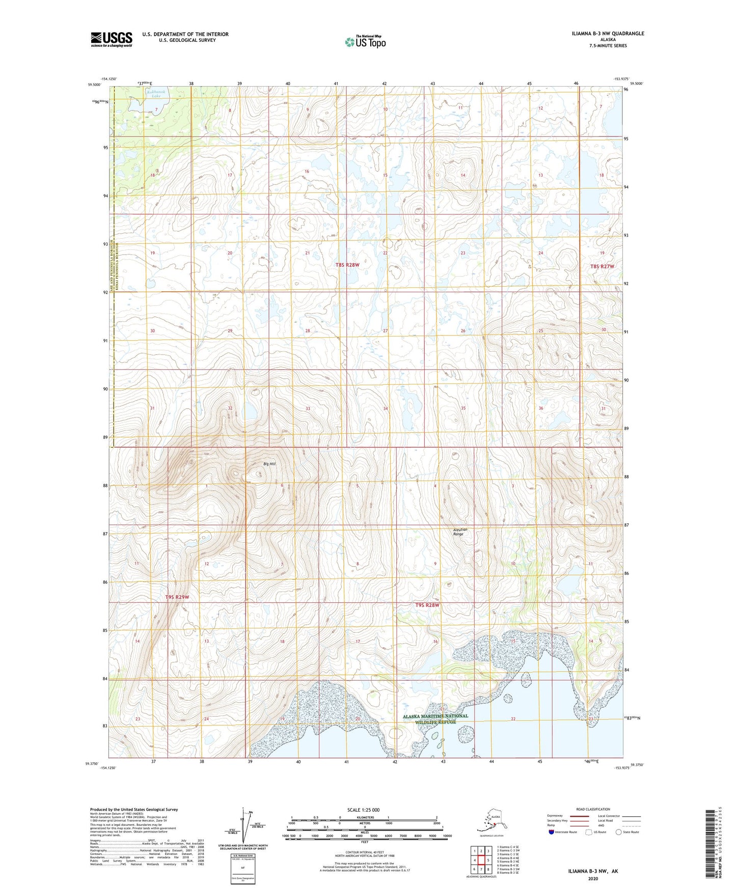 Iliamna B-3 NW Alaska US Topo Map Image