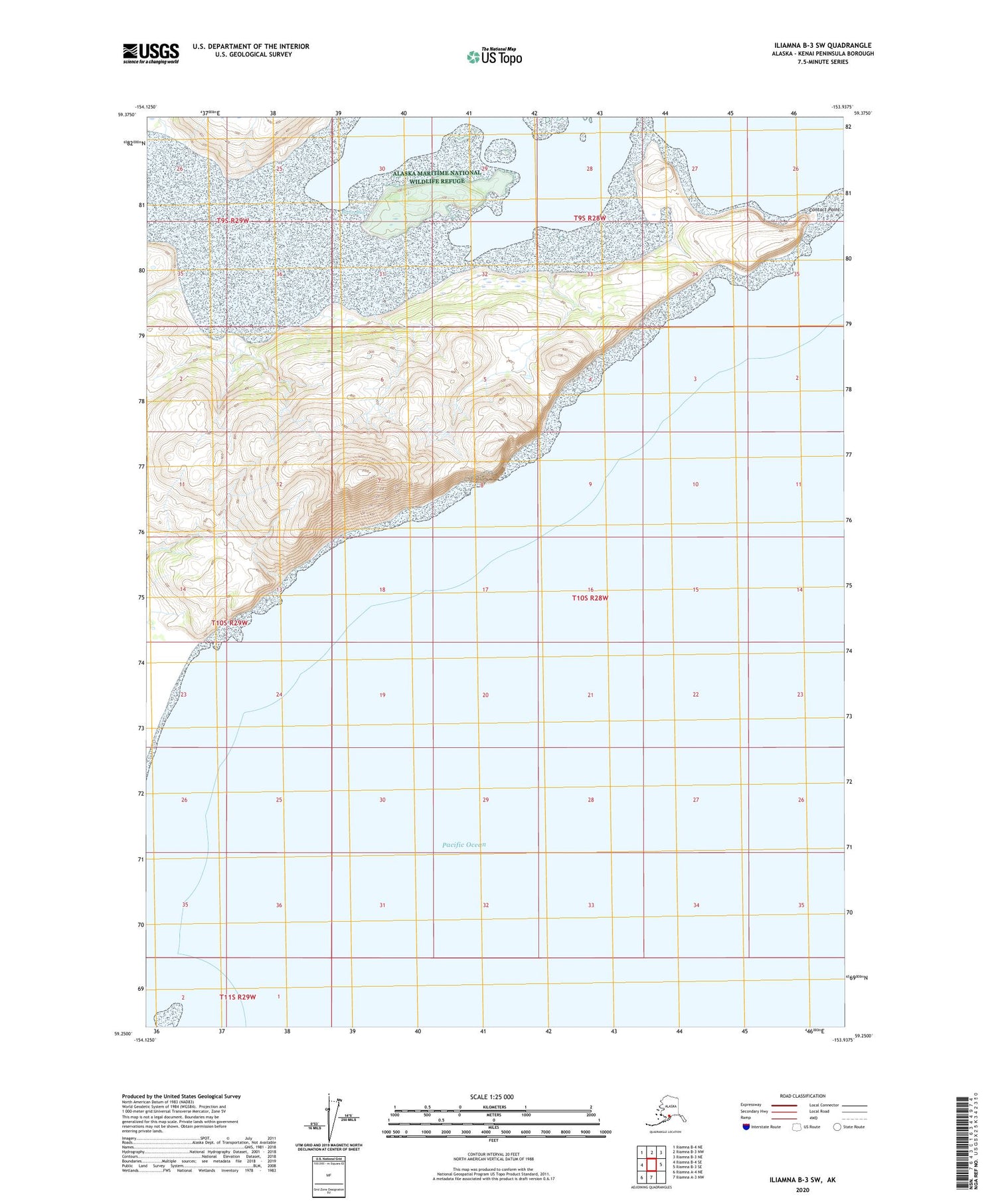 Iliamna B-3 SW Alaska US Topo Map Image